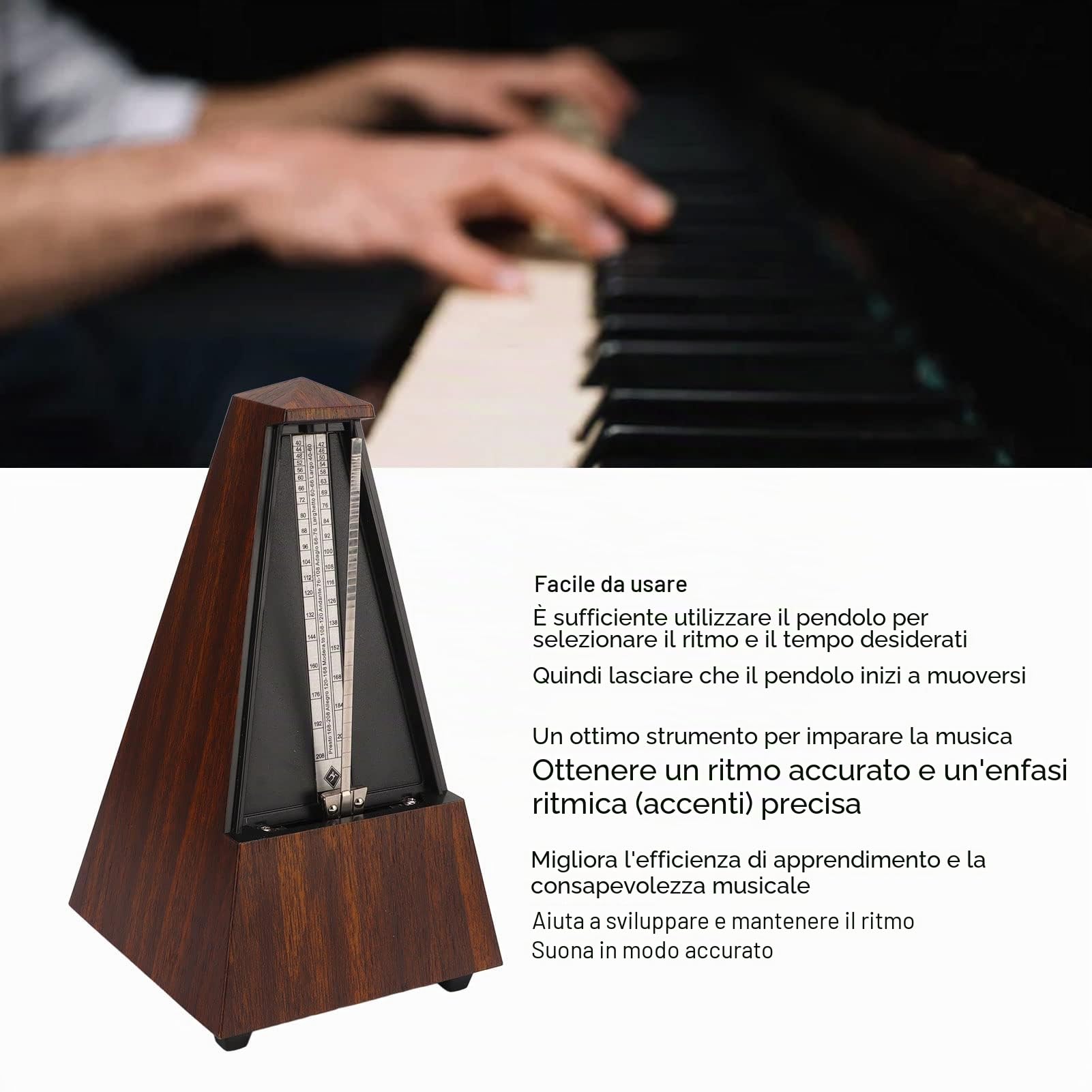 Metronomo meccanico, grande suono, metronomo accurato, funzionamento semplice, design classico per pianoforte per chitarra Regolatore