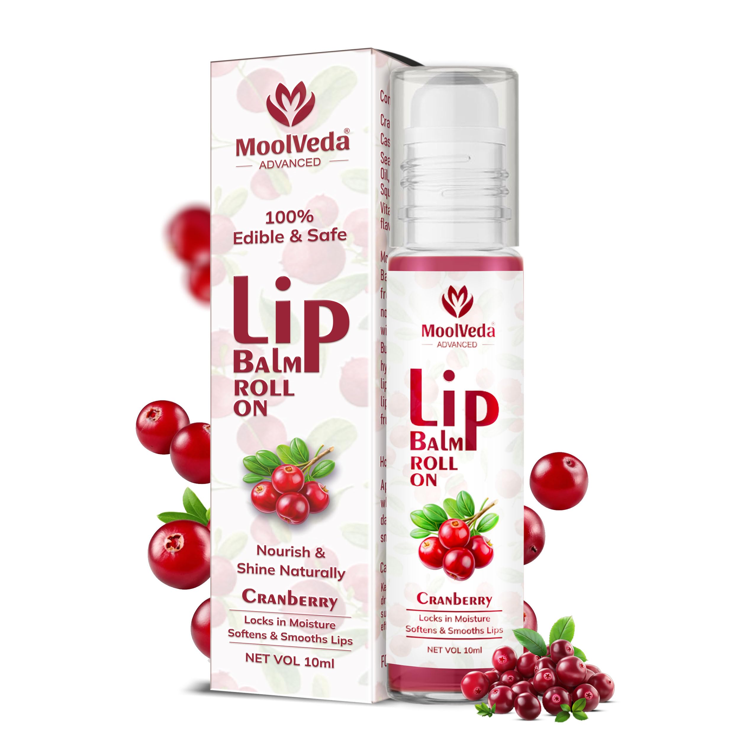 Moolveda Cranberry Lip Balm Roll on |100% edible ingredients & no chemicals, 10ml-image-37