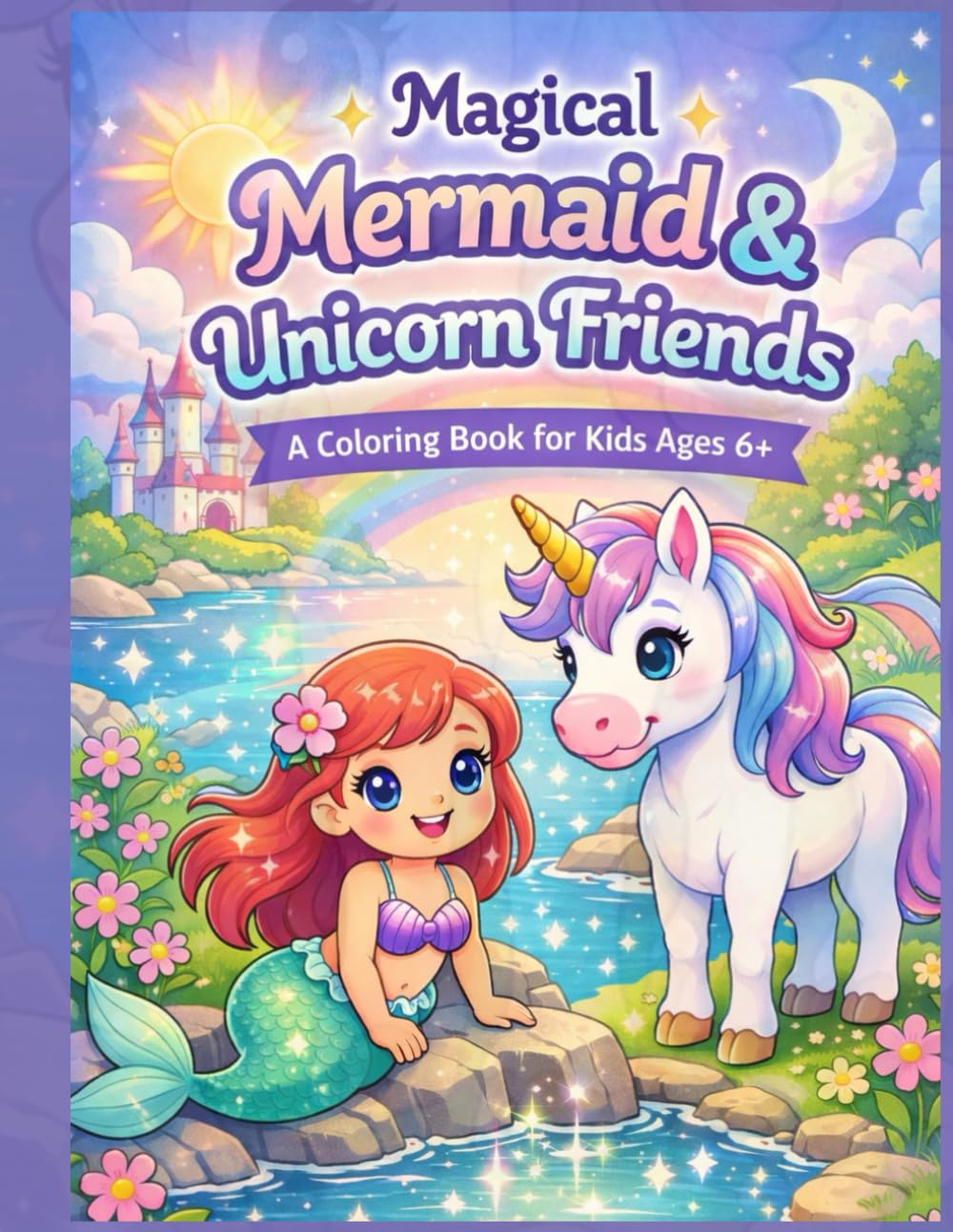 Magical Mermaid and Unicorn Friends: A Fun and Magical Coloring Book for Kids Ages 6+