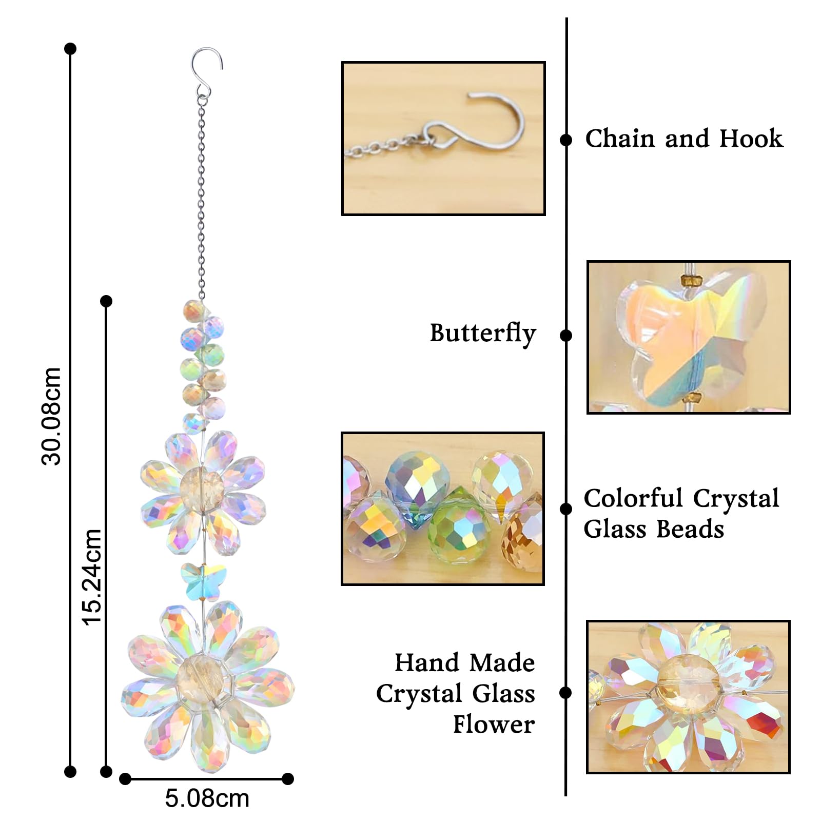 Acchiappasole Cristallo, Pendenti Prismi Cristallo, Suncatcher Ciondoli, Appeso Arcobaleno Prisma Finestra, Ciondolo Ornamento Sfere, per Casa Giardino Finestra