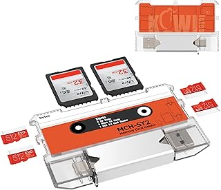 Kiorafoto 2in1 Slim Memory Card Holder Case with USB 3.0 Card Reader for 2 SD SDHC SDXC + 4 TF MSD MicroSD MicroSDHC MicroSDXC Storage Portable Carrier Outdoor Photography