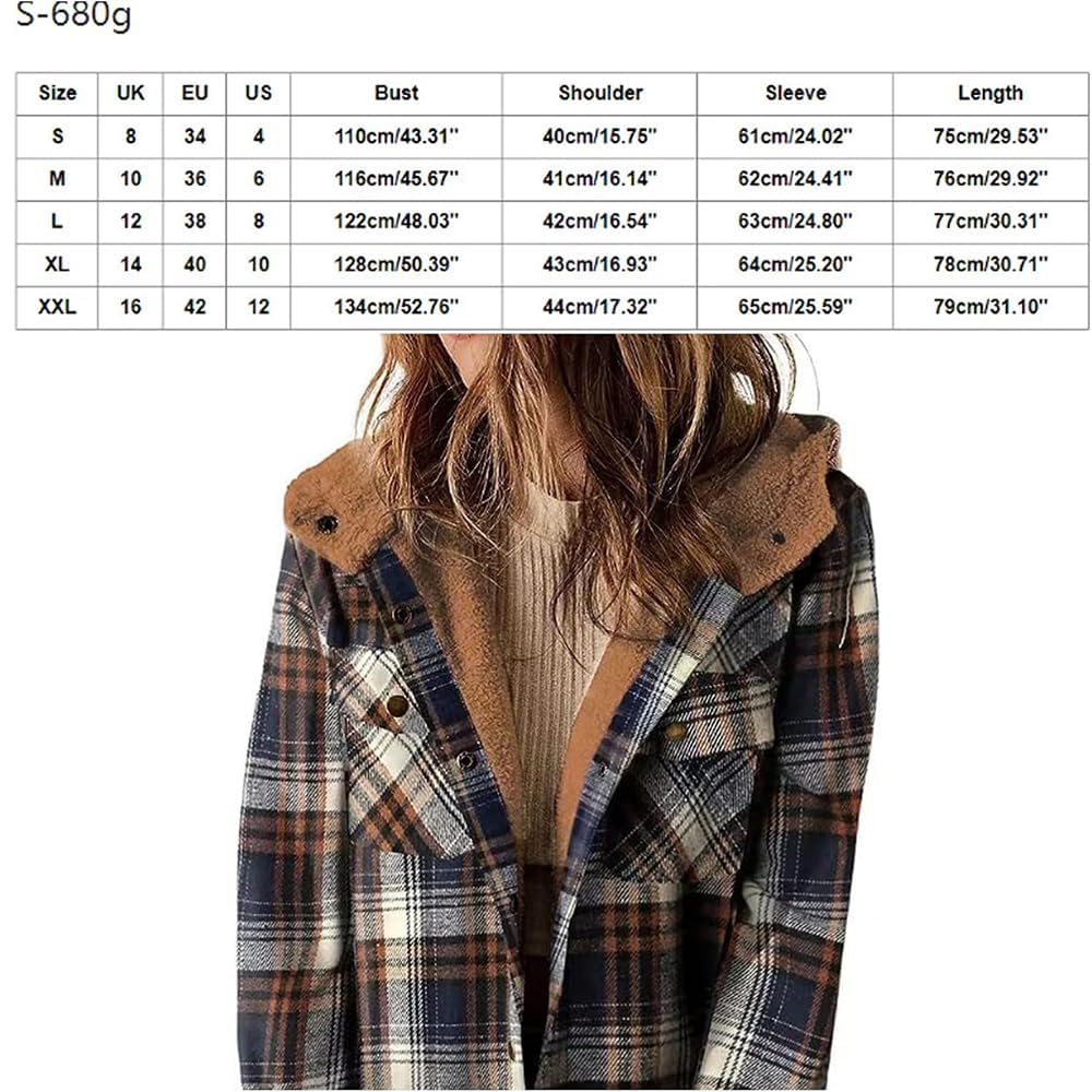 Abrigo Con Capucha Y Botones En La Parte Delantera Con Estampado A Cuadros Exclusivo Para Mujer 2024, Chaqueta Con Capucha A Cuadros Para Mujer, Chaquetas Con Capucha A Cuadros