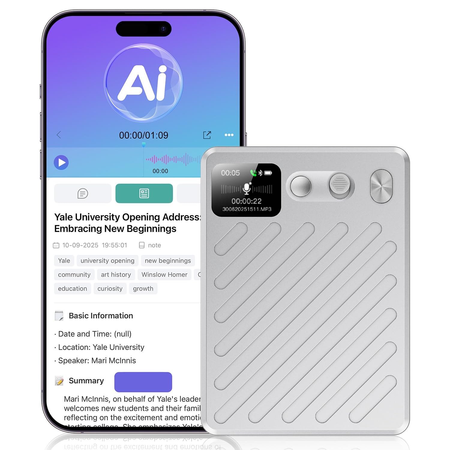 AOSRAU EchoNote X1 AI Voice Recorder