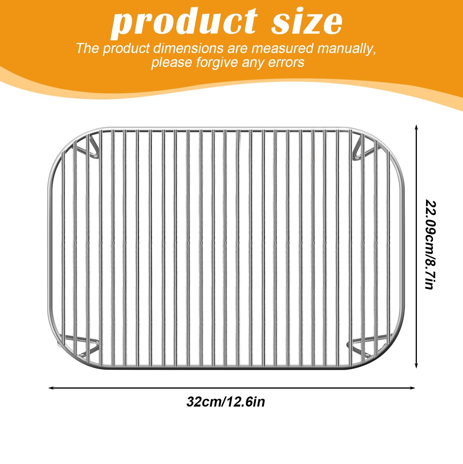 Image secondaire de GOEDCH Support pour Friteuse à Air: 31 cm × 22 cm Acier Inoxydable Antiadhésif Barbecue Cuisine Support, Accessoires de Friteuse