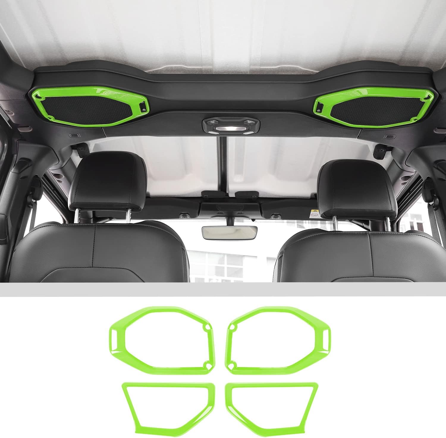 Voodonala Para Jeep JL JT Altavoz Audio Trim Top & A Pillar Trim para 2018-2022 Jeep Wrangler JL JLU Gladiator JT, ABS Verde 4 piezas
