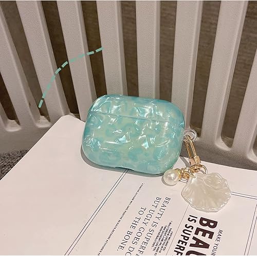 Miniatura 5 de Bonita funda para Airpod Pro 2 con llavero de perla de lujo, funda protectora de poliuretano termoplástico duro de leopardo, compatible con AirPods