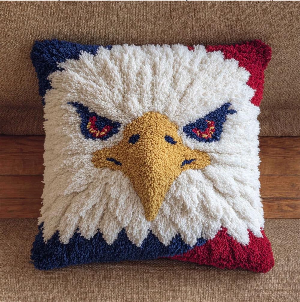 Taxpy Latch Hook Pillow Case Kits,Eagle 17X17In