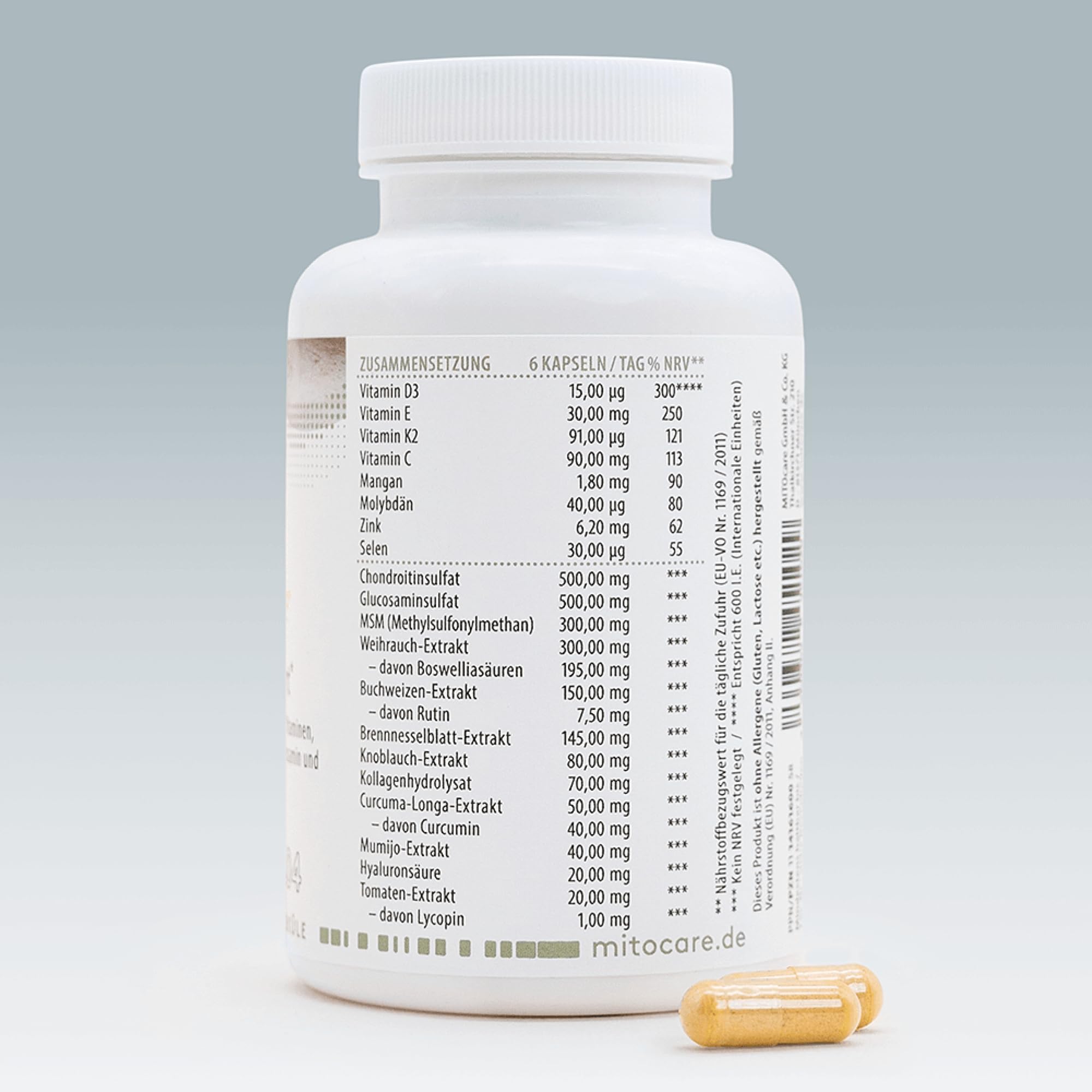MITOcare ORTHOjoint - Vitamin Komplex mit Selen unterstützt die Kollagenbildung - Gelenkkapseln mit Selen und Mangan, Zink und Vitaminen - Vorratspack mit 180 Kapseln, ausreichend für einen Monat