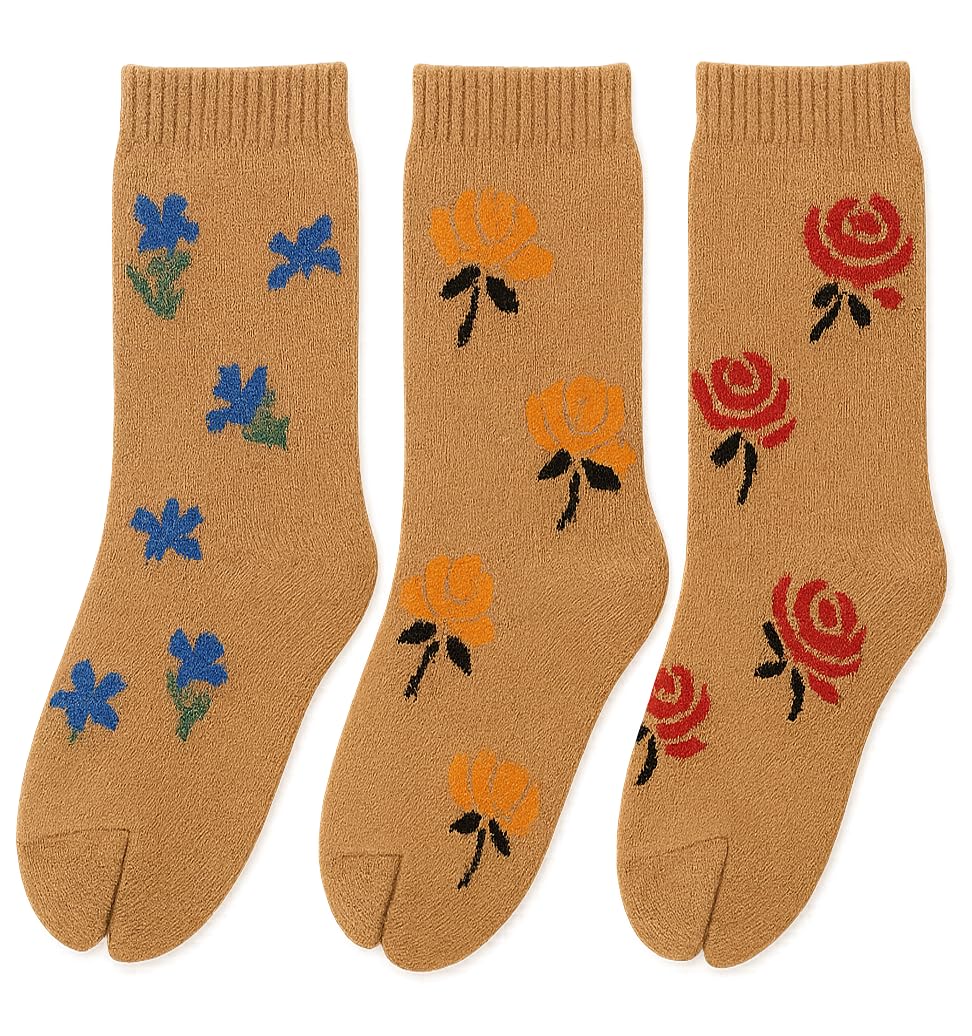 weavers villa Men & Women's Cotton Wool Blend Thumb Winter Socks, Calf-Length/Mid-Calf | Towel Knit Inside | Set of 3, Beige-picture-13
