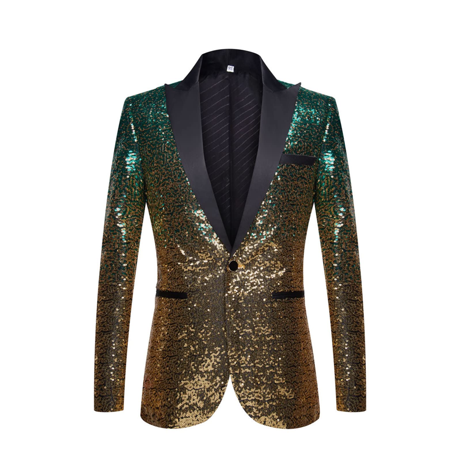 Men Shiny Sequins Suit Jacket Blazer One Button Luxury Party Tuxedo Weddings Dinner Prom Shiny Banquet Sport Coat (Green,XX-Large)