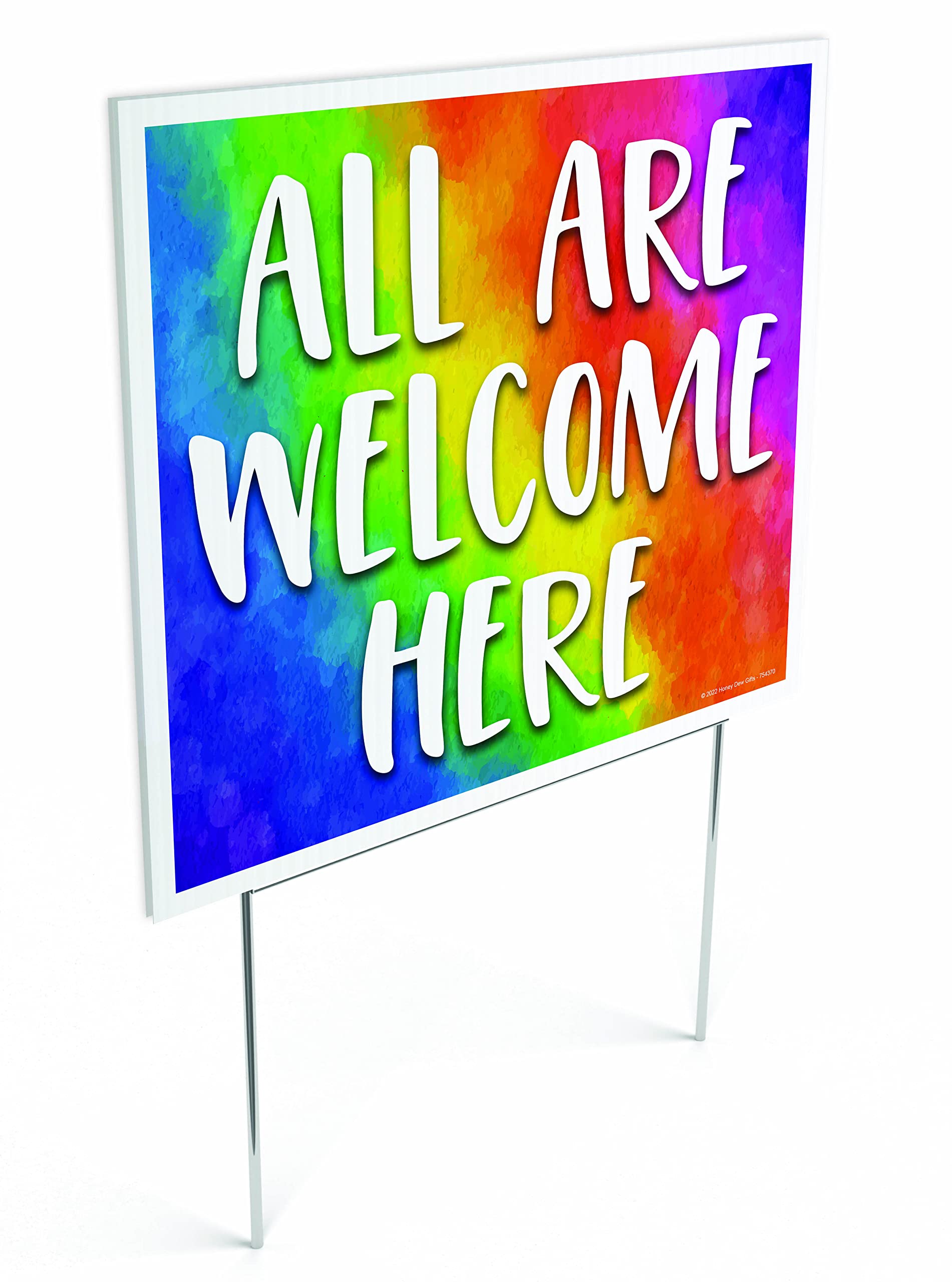 Honey Dew Gifts 'All Are Welcome Here' Hofschild – LGBTQ+ Pride Dekoration, Wetterfest