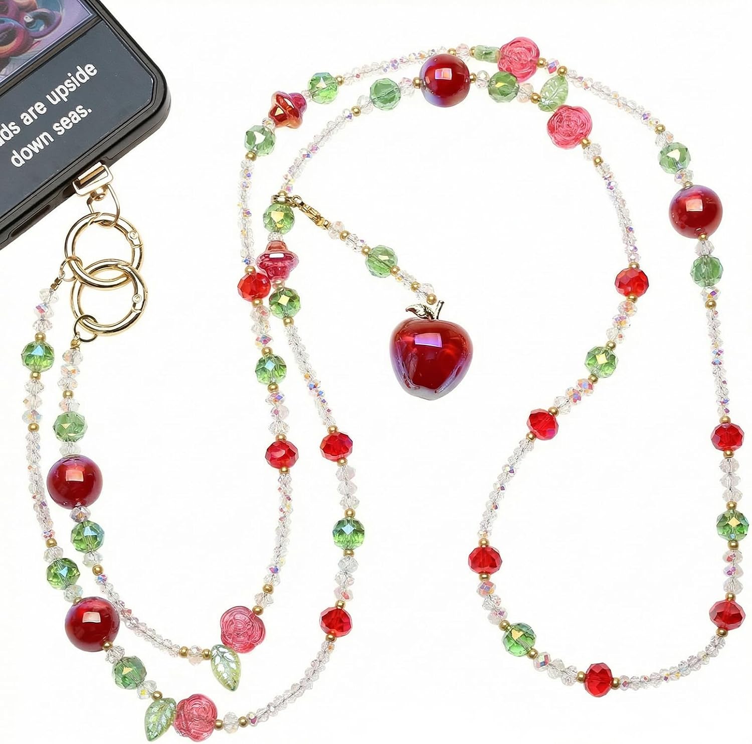 phone crossbody strap, Anti-Lost Hands-Free crossbody phone lanyard 50 in Beaded Durable Wire Phone Lanyard Compatible with iPhone & Smartphones