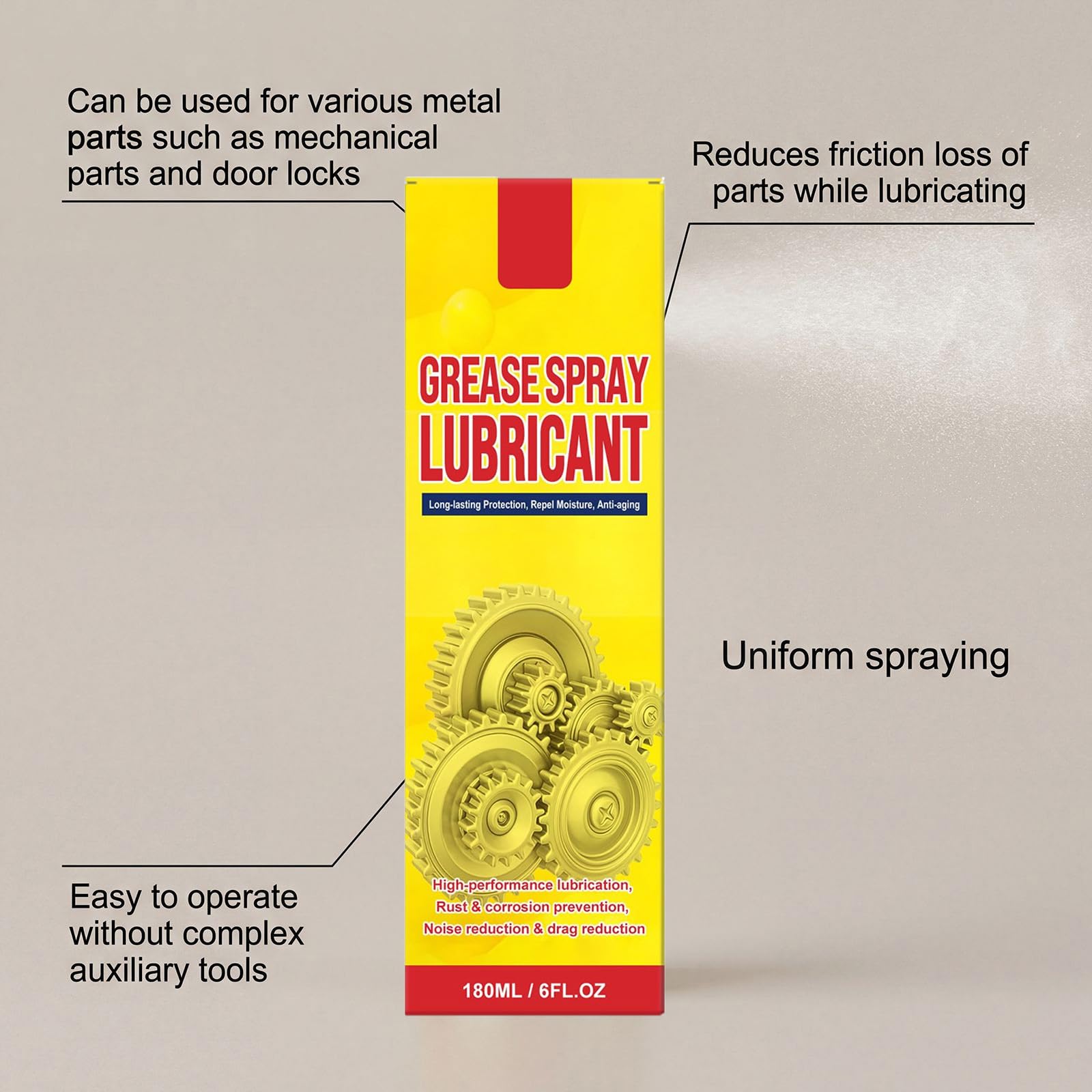 Anti-Rust Lubricant Spray & Rust Remover - Multi Surface Rust Remover Spray, Quick-Acting Metal Rusts Removal Polishing Sprays, Rusts Stain Removers Sprays for Metal, Vehicles, Chains (1Pc) — view 6