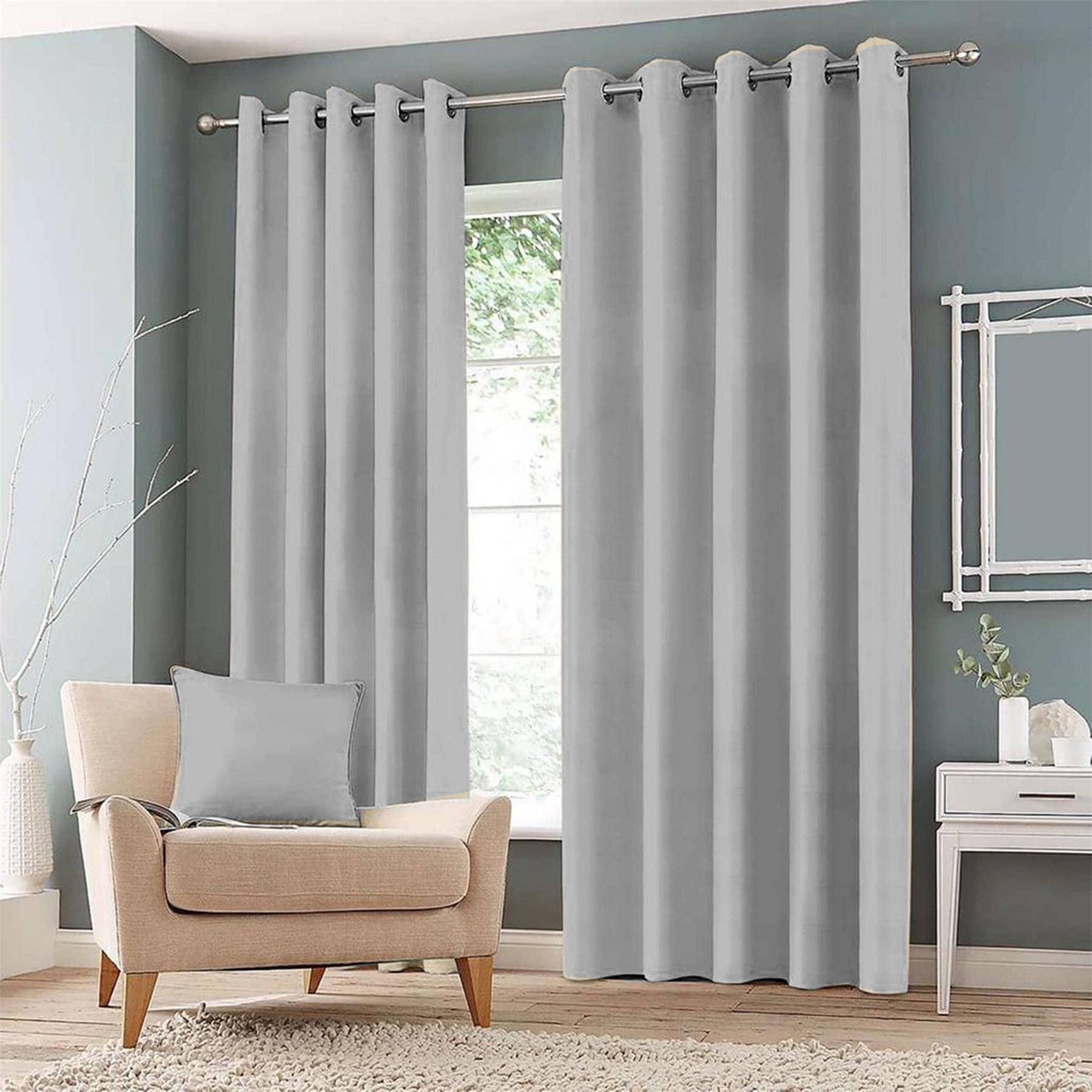 Roseley Eyelet Blackout Curtains For Bedroom Living Room Two Thermal Insulated Panels Noise Reduction Window Treatment [Silver, 66" x 54"]