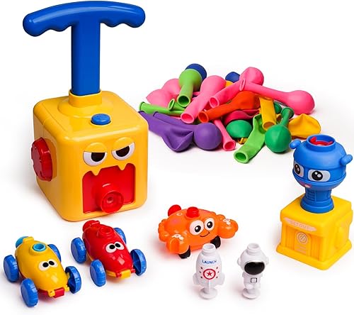 LiKee Lanzador de carros de juguete aerodinámicos con globo Artículos para fiesta Juguetes educativos STEM para preescolares con bomba manual para