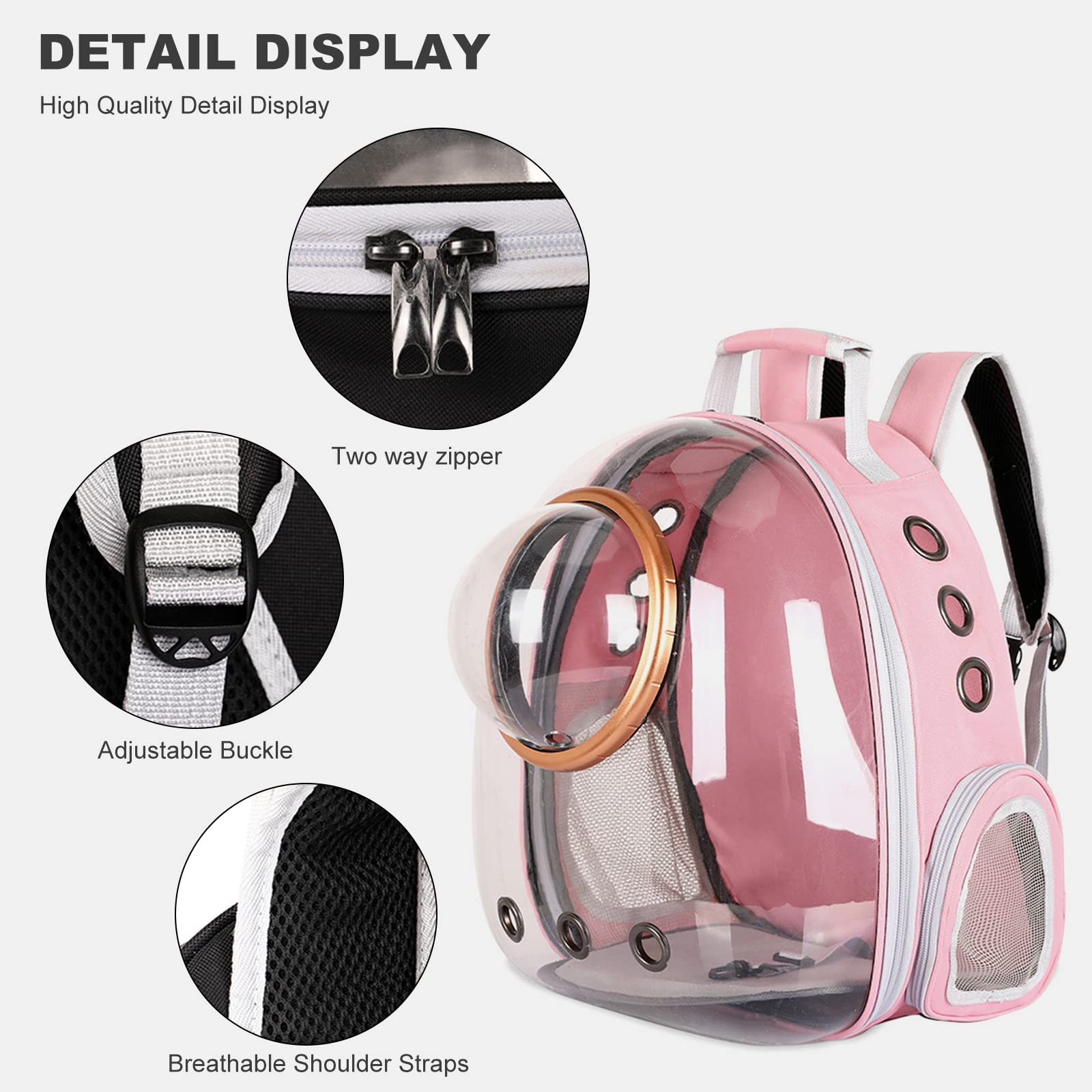 PETCUTE Haustier Rucksack Raumkapsel,Atmungsaktive Wärme Proof,Katzen Rucksack Träger mit Sicherheitsleine,wasserdichte,Katzenrucksack für Kleine Mittelgroße Hunde Katzen Welpen,für Reisen,Rosa