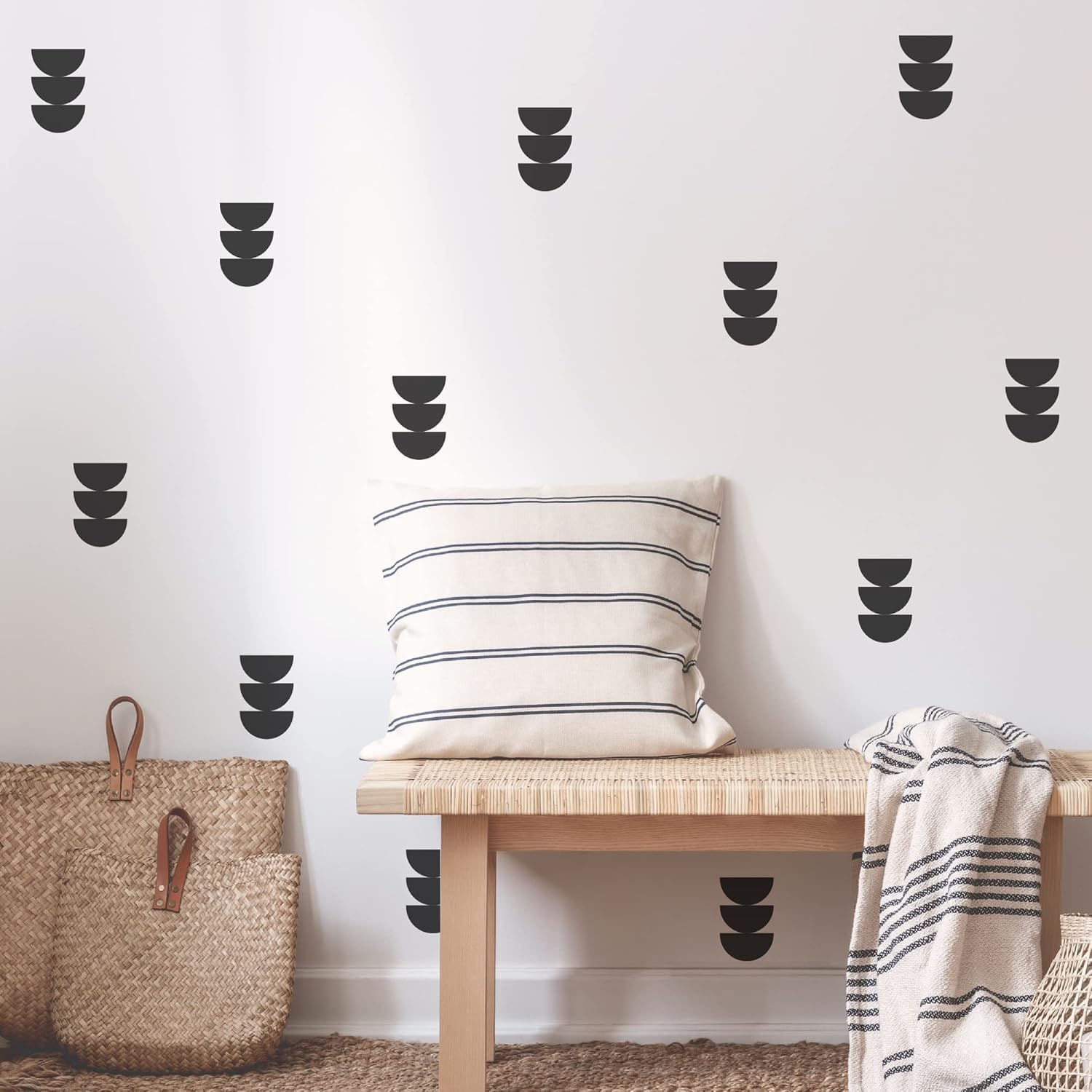 PICASSO SIGNAGE Black Vinyl Wall Decals Peel and Stick | Modern Abstract Boho Wall Art Stickers for Kids Nursery Bedroom Living Room Office Home Decor, Removable Minimalist Wall Stickers (Semicicle) 3