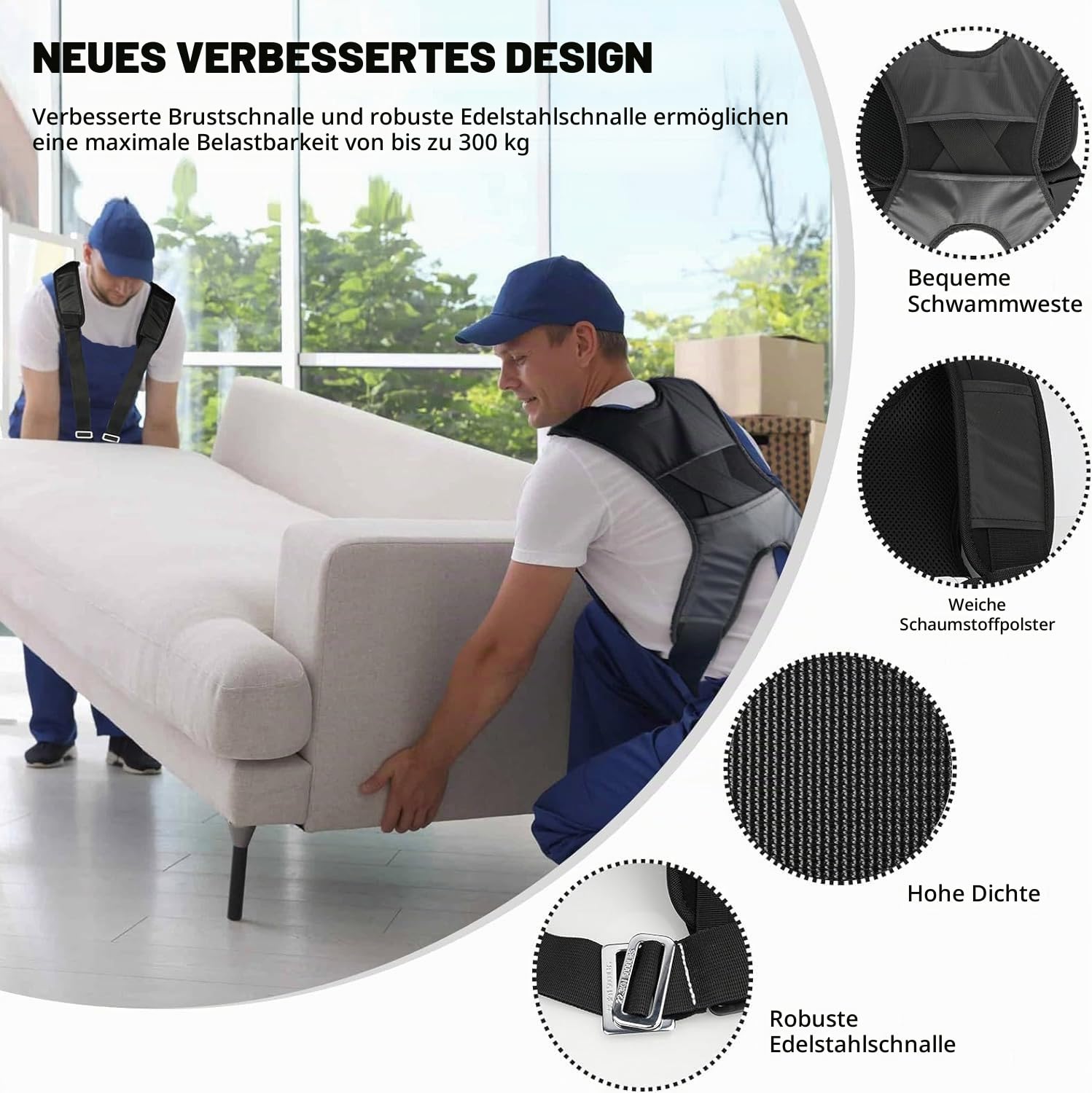 Tragegurte Umzug Möbel Set,Kraftvolle, Transportgurt, Stark, langlebig und bis zu 300 kg belastbar Ergonomisch und effizient für stressfreien Möbeltransport. Ideal für Profis Zwei Körpergeschirre