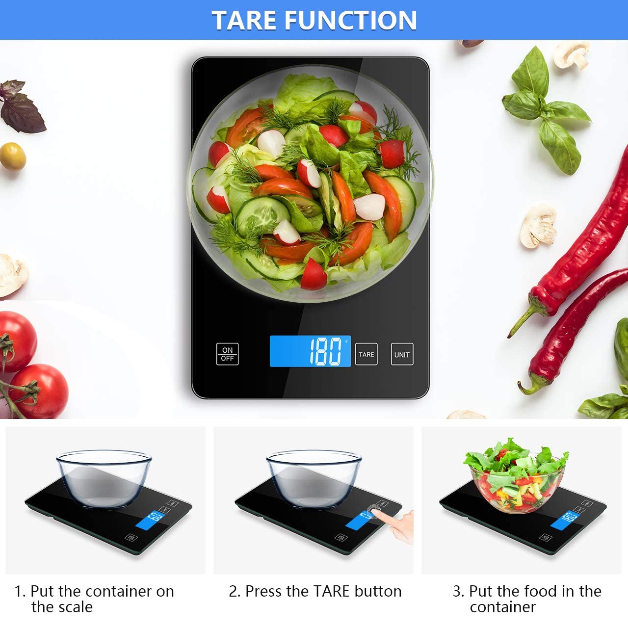 Black Friday 🔥 Nicewell Food Scale Digital Weight Grams and oz, 22lb Kitchen Scale for Cooking Baking, 1g/0.1oz Precise Graduation, Sleek Tempered Glass Platform