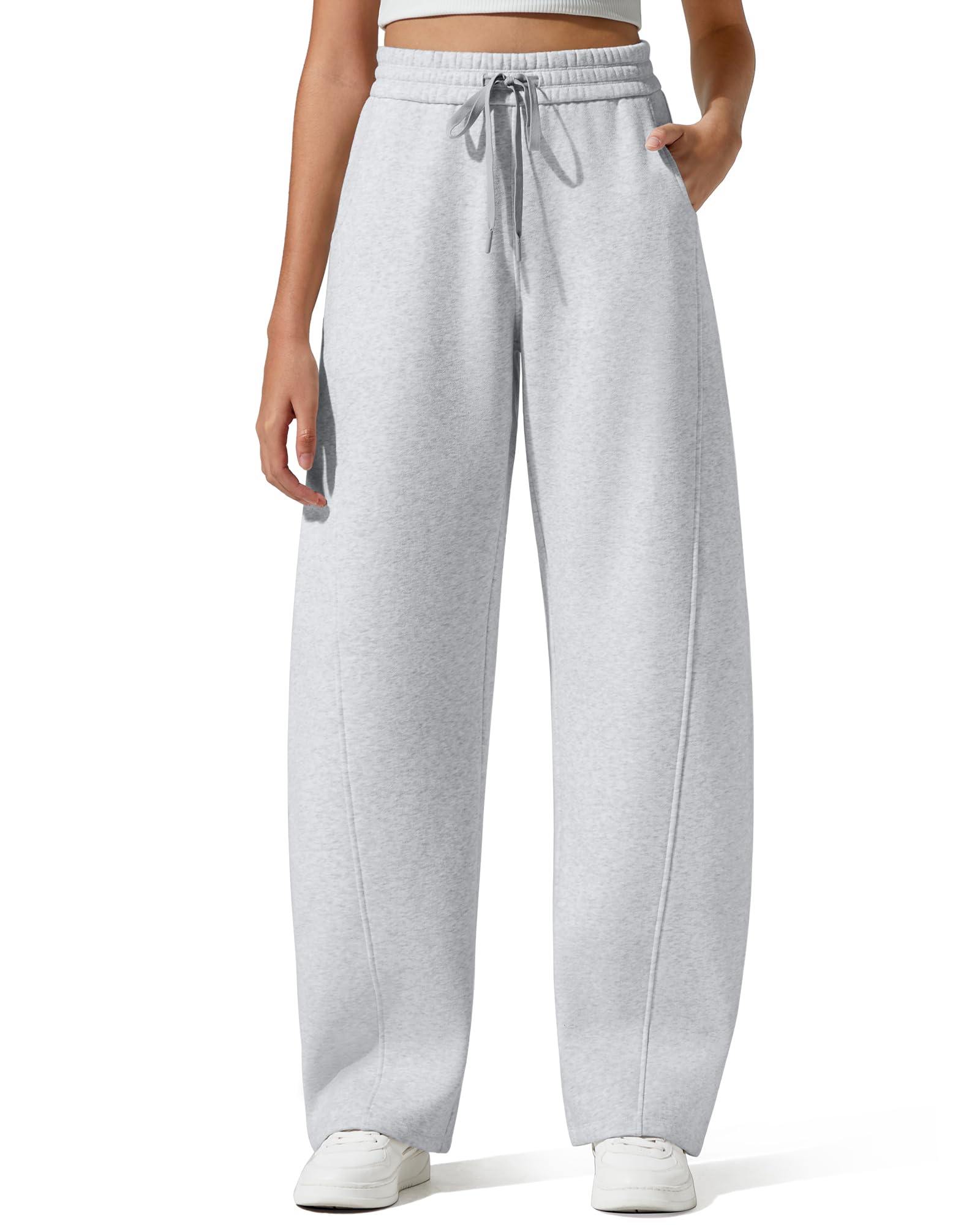 G4Free Flurrylux Fleece Lined Baggy Barrel Sweatpants Cotton Wide Leg Lounge Pants with Pockets
