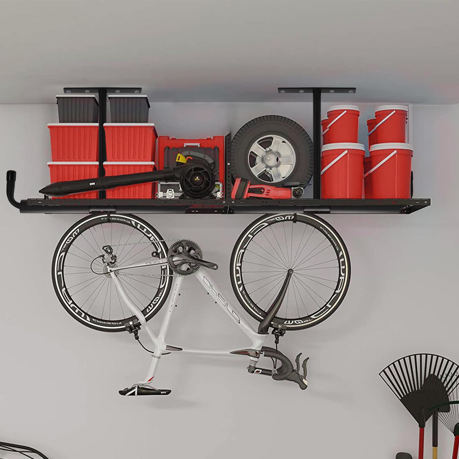 Lot De 4 Crochets De Plafond Pour Garage - Double Échelle, 43 Cm - Support Robustes Pour Rangement Tuyaux, Bois, Canne à Pêche