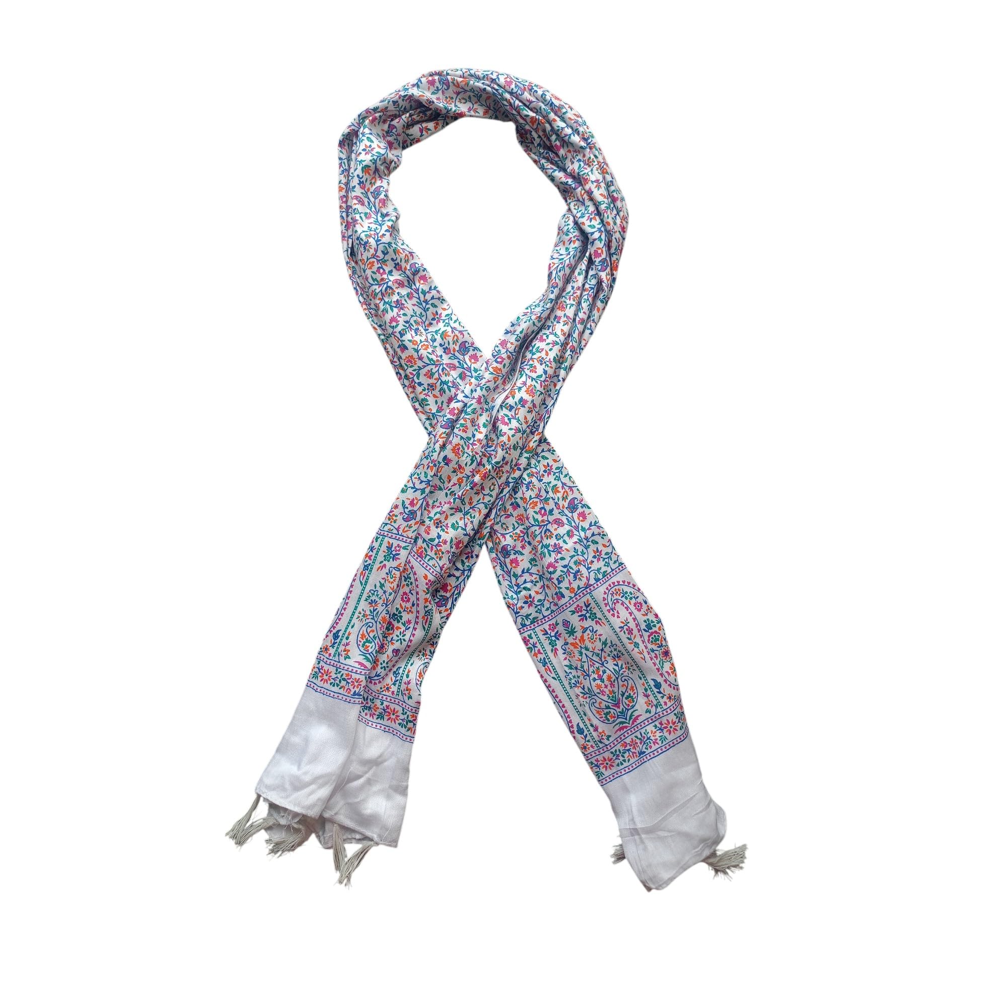 Women’s Floral Printed White Cotton Dupatta with Tassels | Lightweight Ethnic Stole | 2.25 Meter (1 Pcs)-picture-31