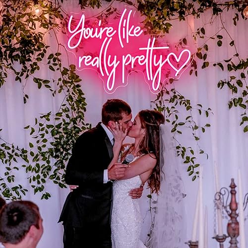 Miniatura 4 de Letrero de neón con texto en inglés "You're Like Really Pretty Neon Labio Rosa Grande para Niñas Dormitorio Decoración de Pared Decoración de Boda