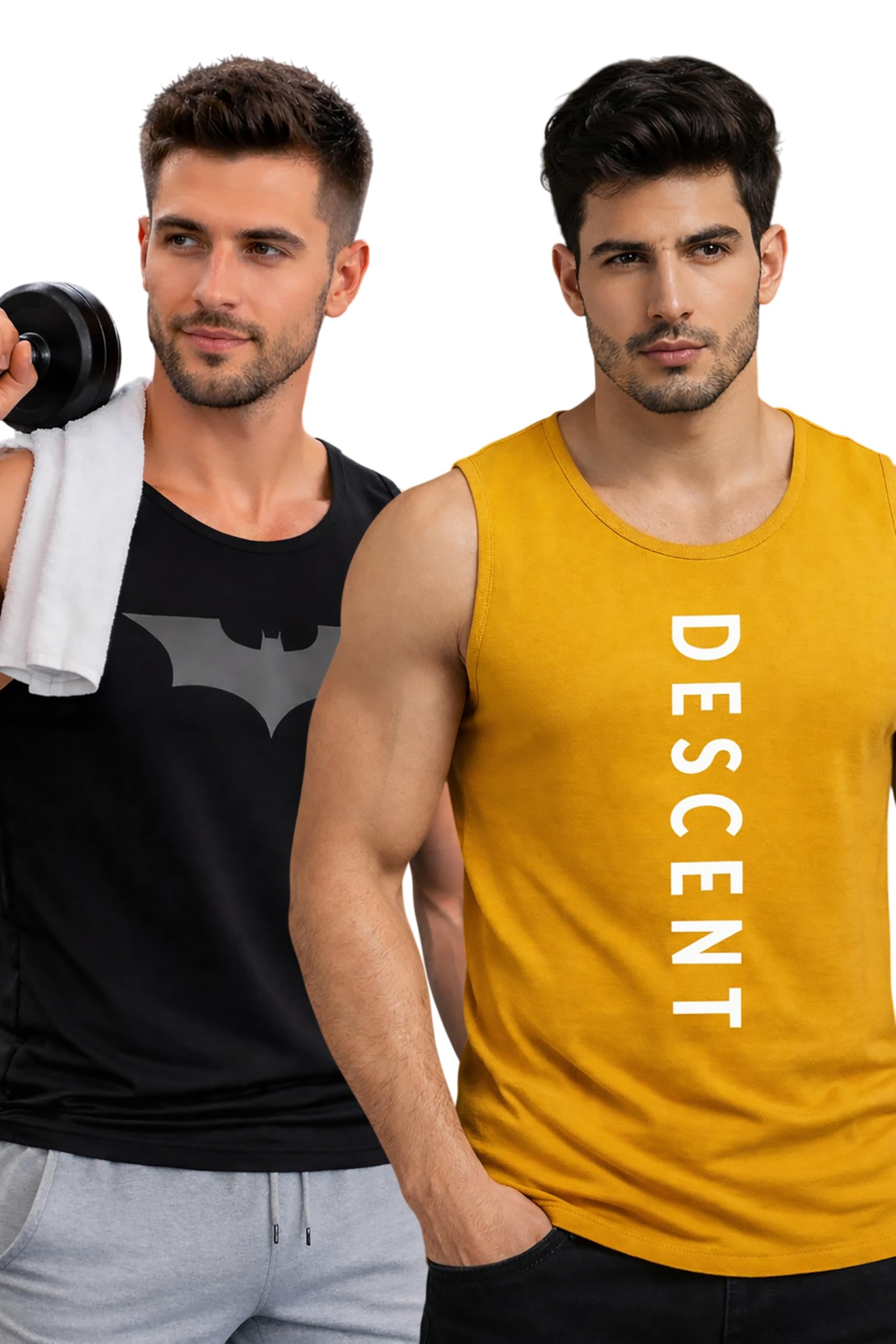 Polyester Letter Printed Vest for Men - Pack of 2 | Round Neck | Sleeveless | Regular Fit | Summer & Gym Wear Tank Top for Men-image-41
