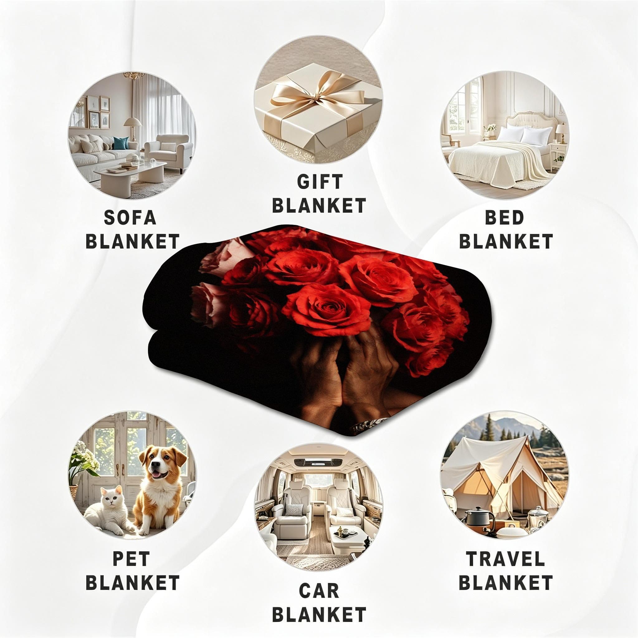 Manta Franela Sherpa 3D Mujer con Rosas 240x260 para Cama 180-A270