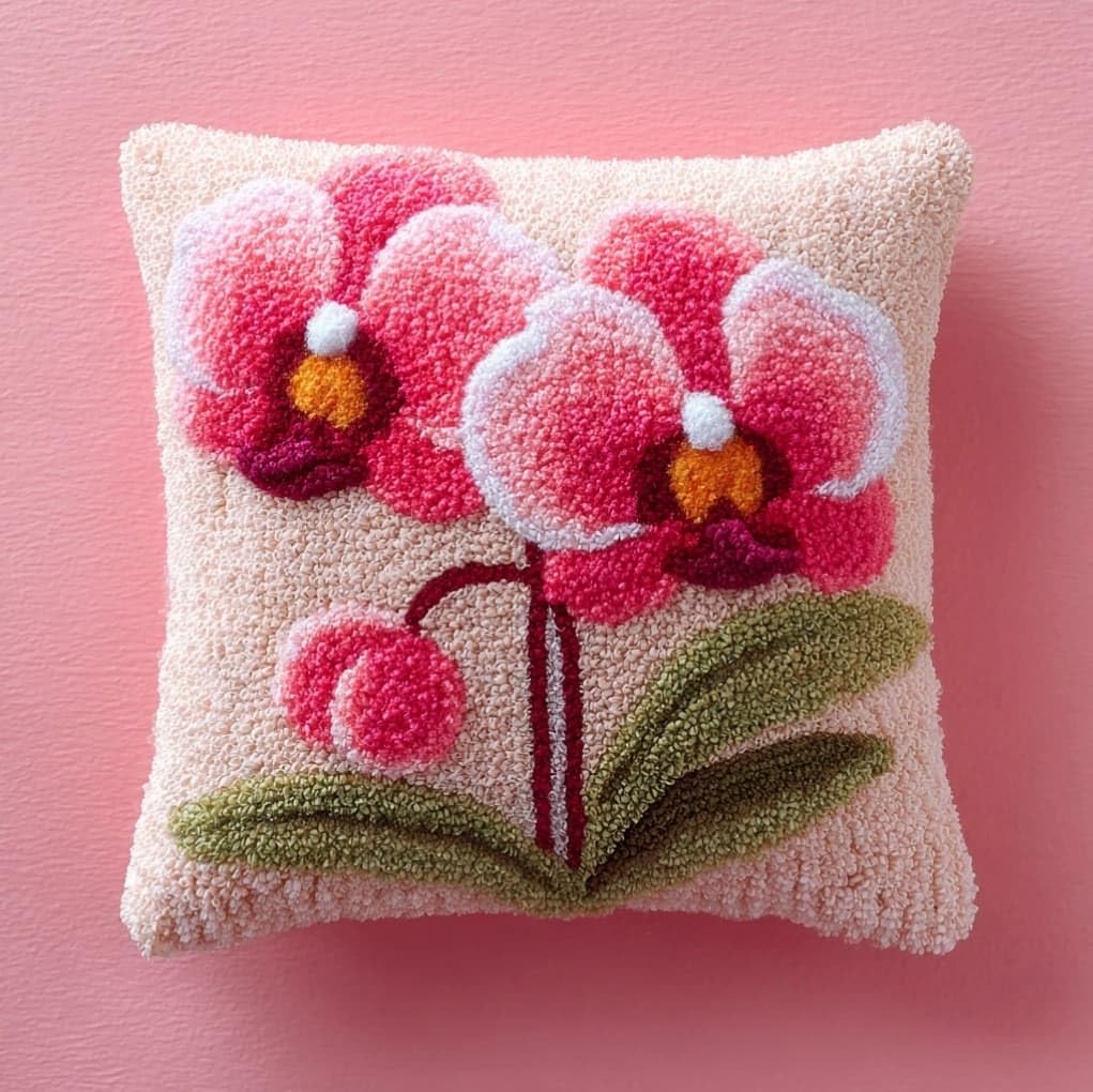 AxiangziK 43x43cm Latch Hook Cushion Making Kit,Orchid