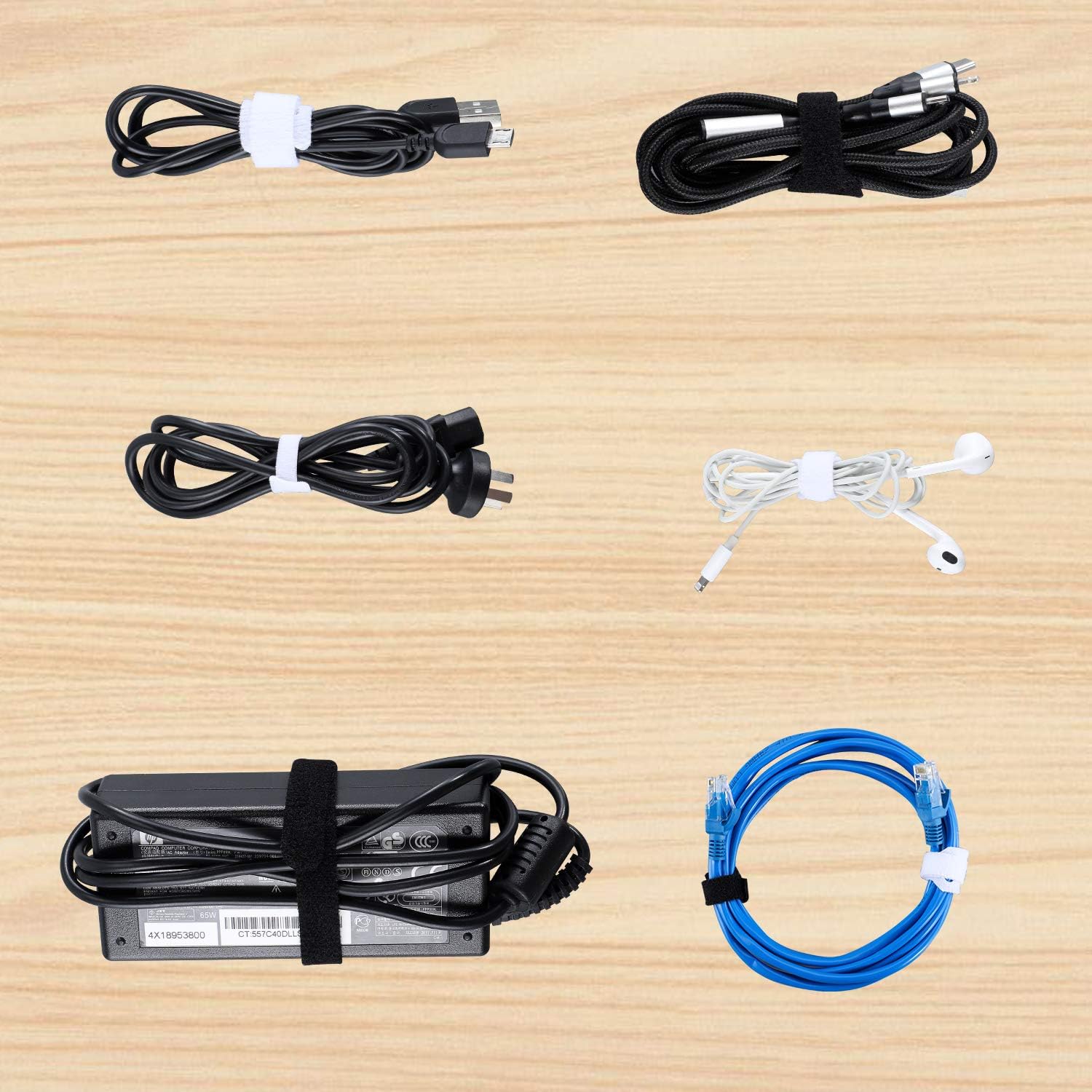 Ledot 30 Pack Reusable Cable Ties (5, 6, 11 inch Assorted Colors), Cord Straps Wrap Hook & Loop Keeper Holder for Headphones Phones Computer PC Wire Fastening, Organizer Management - CT-02