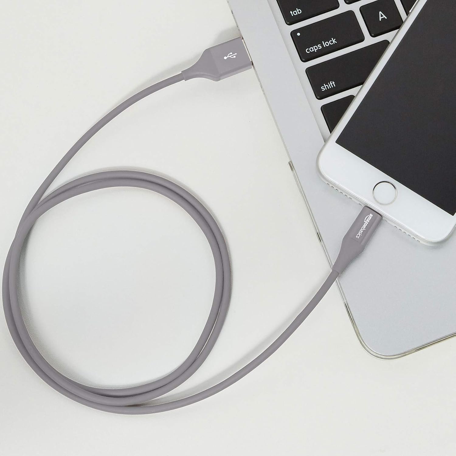 Amazon Basics Lightning to USB A Cable, Advanced Collection, MFi Certified Apple iPhone Charger, Gray, 3 Foot, 2 Pack