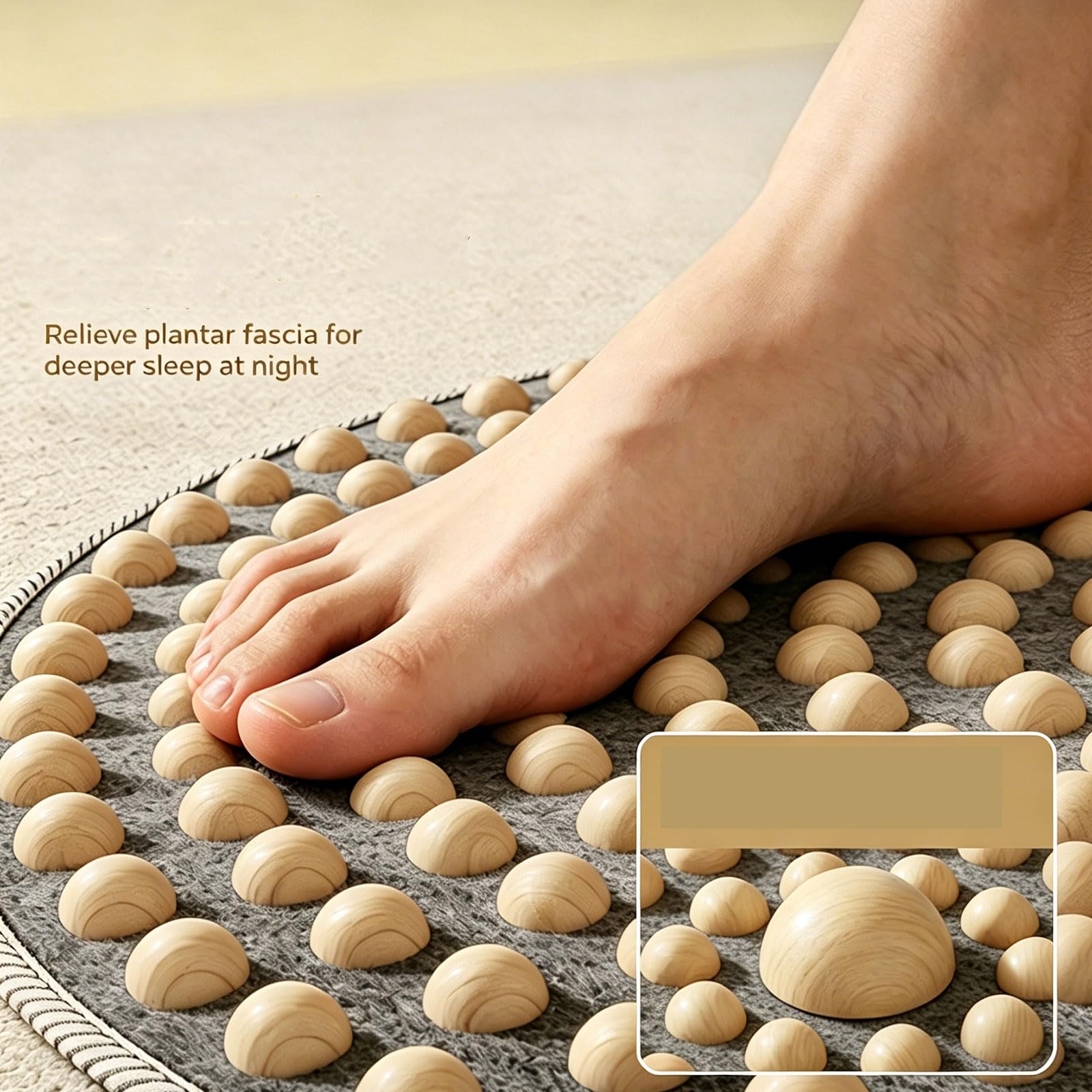 Tappetino Massaggiante per Piedi in Legno con Rilievi per Allenamento Casa & Agopressione - Allevia la Fascite Plantare, Migliora la Circolazione, 40x40cm & 40x80cm(Size:D40*100cm)
