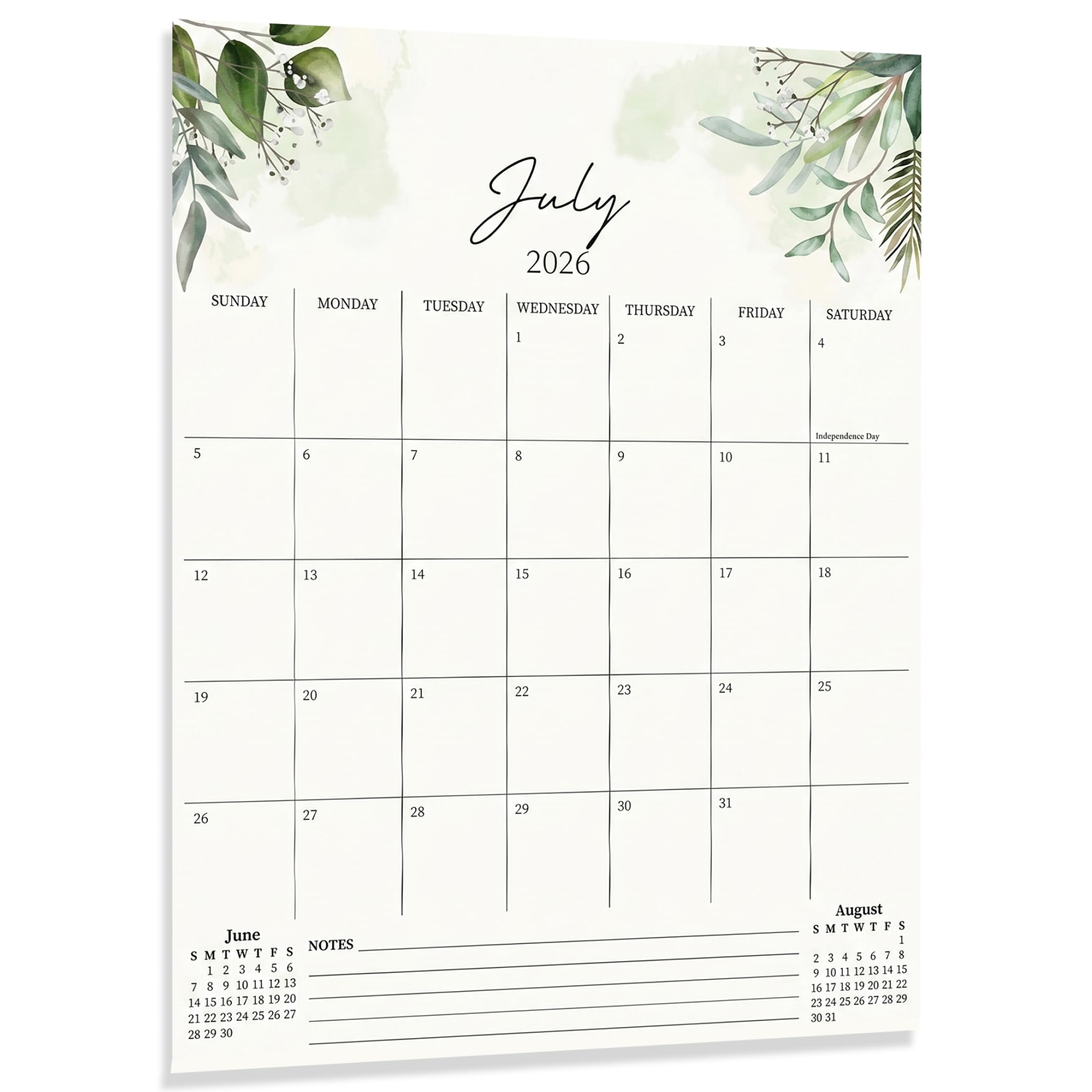 Magnetic Calendar for Fridge, 2026–2027 Easy Tear Refrigerator Calendar from July 2026 to December 2027 for Home & Office Planning, 33x25.5 cm, Green