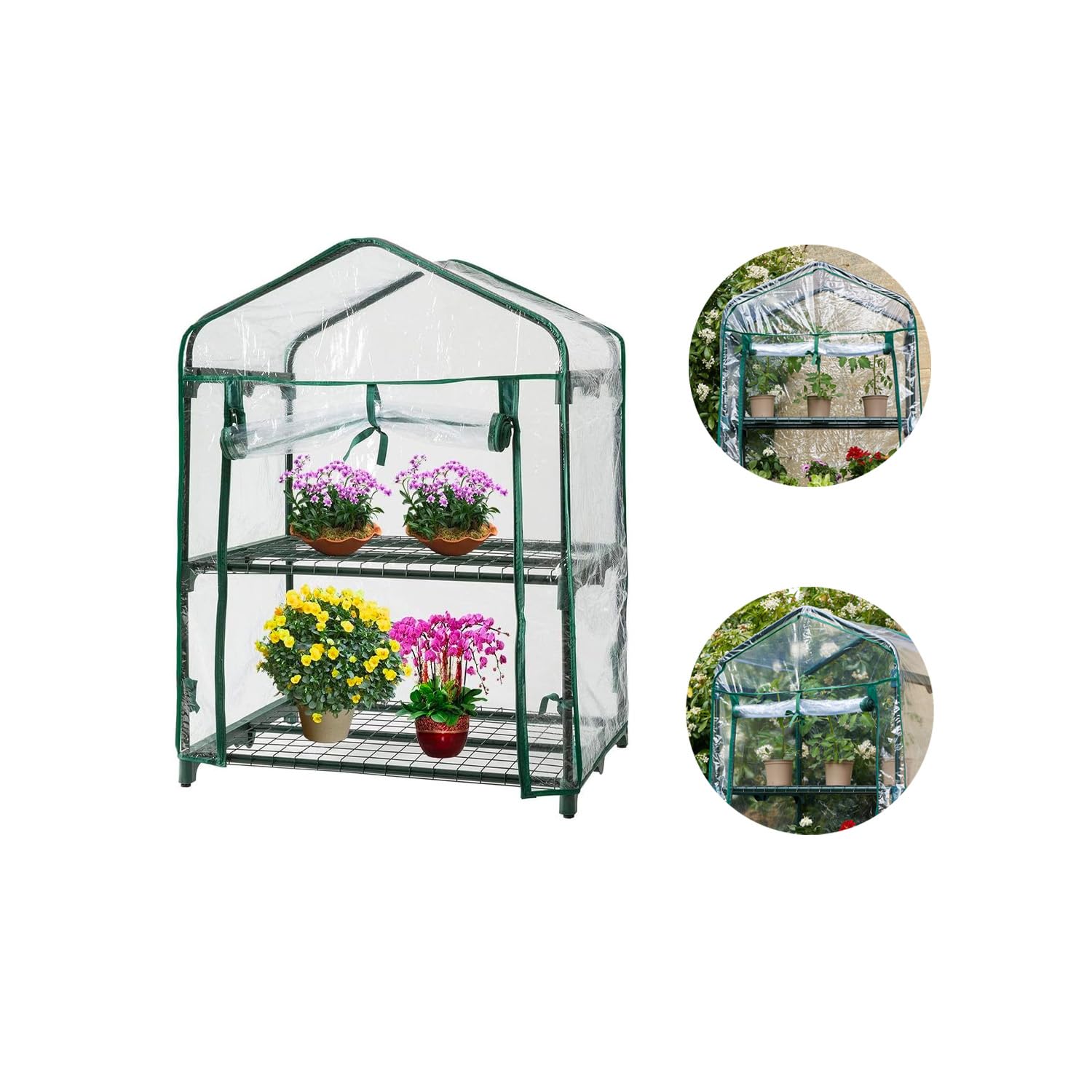 Serra a 2 Piani Con Copertura Removibile in PVC | Attrezzi per Giardinaggio | Serra per Balconi e Giardini | Vivaio per Fiori e Piante 69x49x93cm