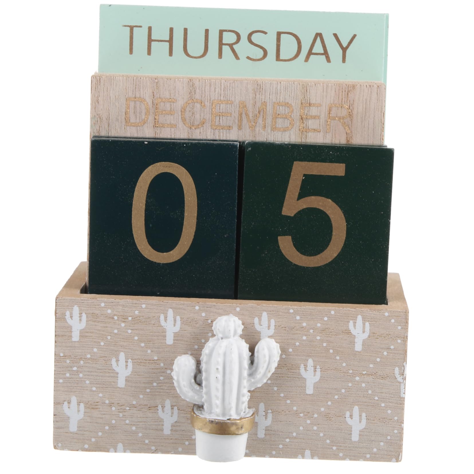 PLAFOPE Calendario da Scrivania in Legno Blocco di Data Calendario da Tavolo in Piedi da Ufficio per Uso Personale o Regalo
