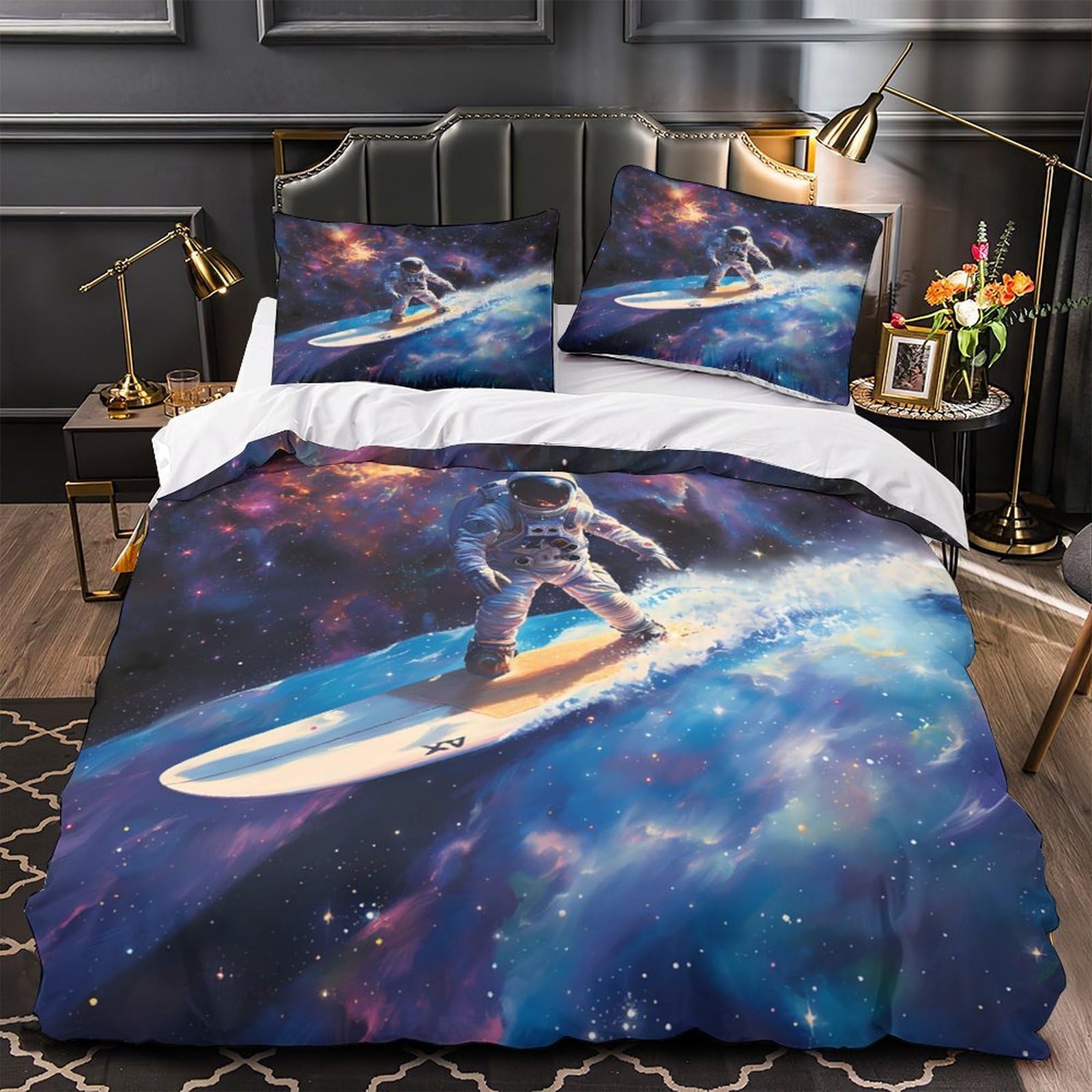 Housse de couette astronaute pour chambre d'enfant sur le thème espace