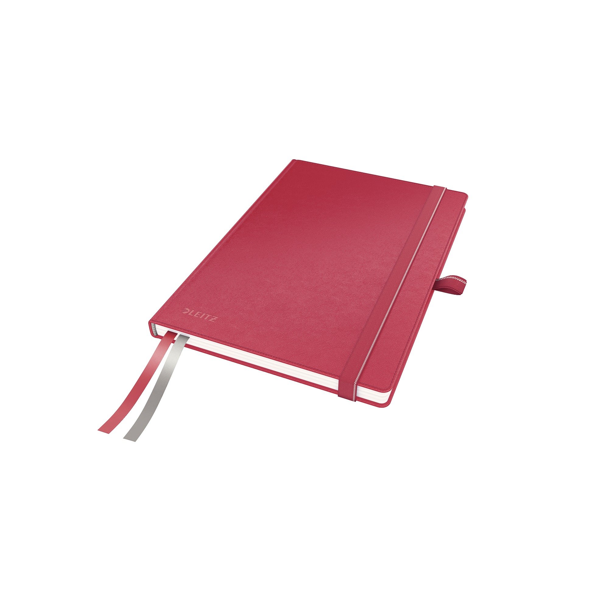 LeitzA5 Hard Cover Notebook, Red (80 Sheets, Squared Paper, with 2 Bookmarks, 100 gsm Ivory Paper, Complete Range)