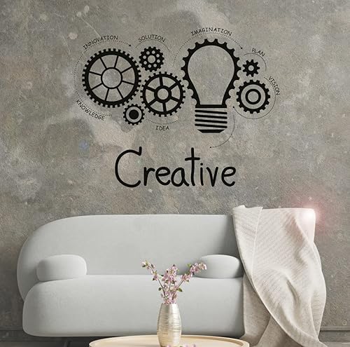 Calcomanía de vinilo para pared idea creativa oficina innovación plan de visión engranajes bombillas calcomanías mural decoración grande g1897 color