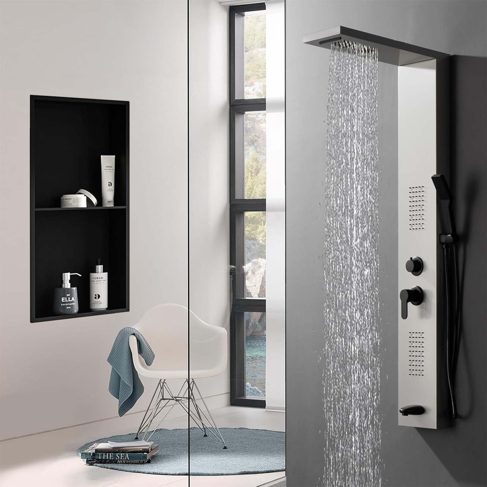 Étagère de douche encastrée niche murale inox noir mat 90 cm Slish