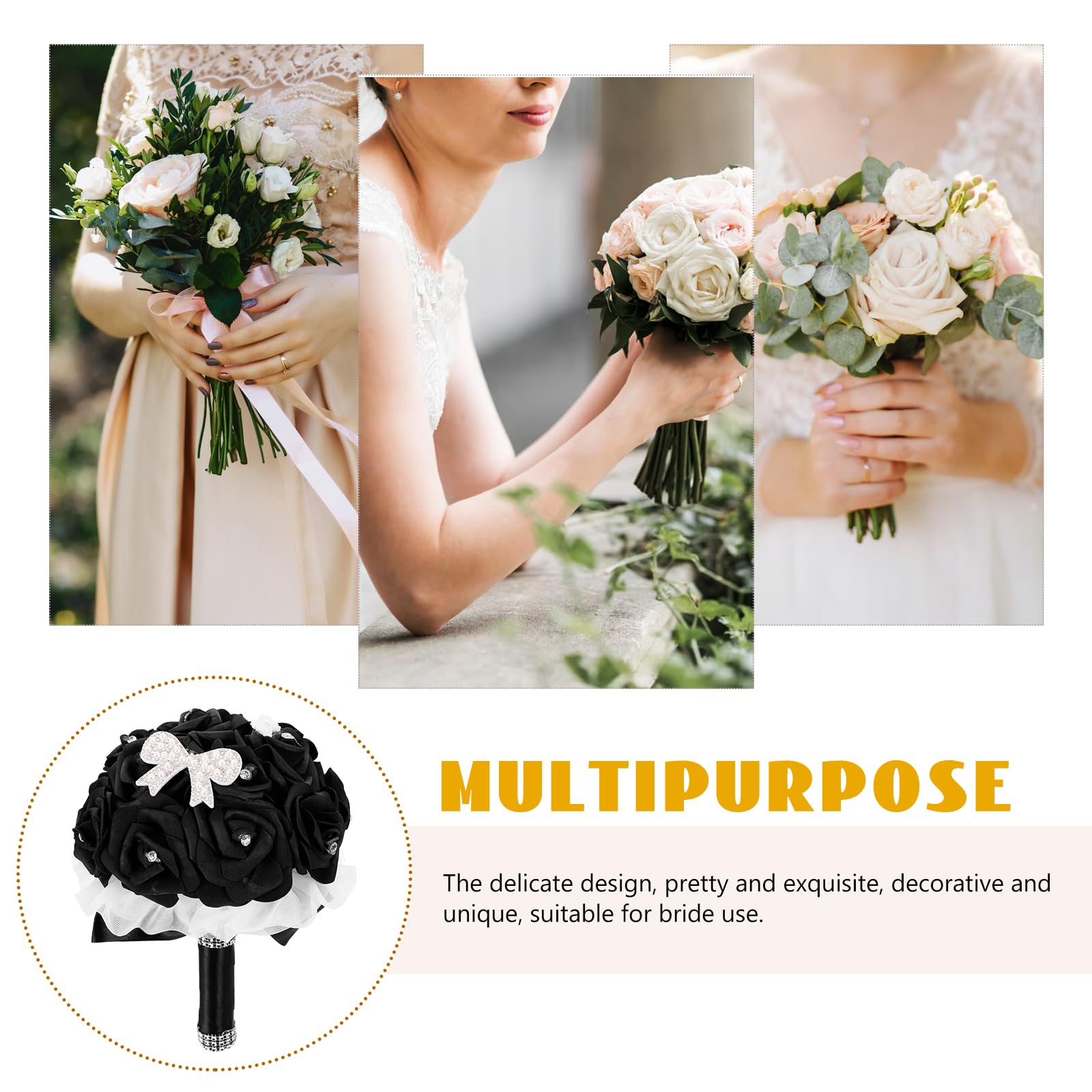 Künstlicher Hochzeitsstrauß Schwarz Für Braut Mit Realistischem Design Ideal Als Brautstrauß Und Photo Prop Für Hochzeit Verlobung