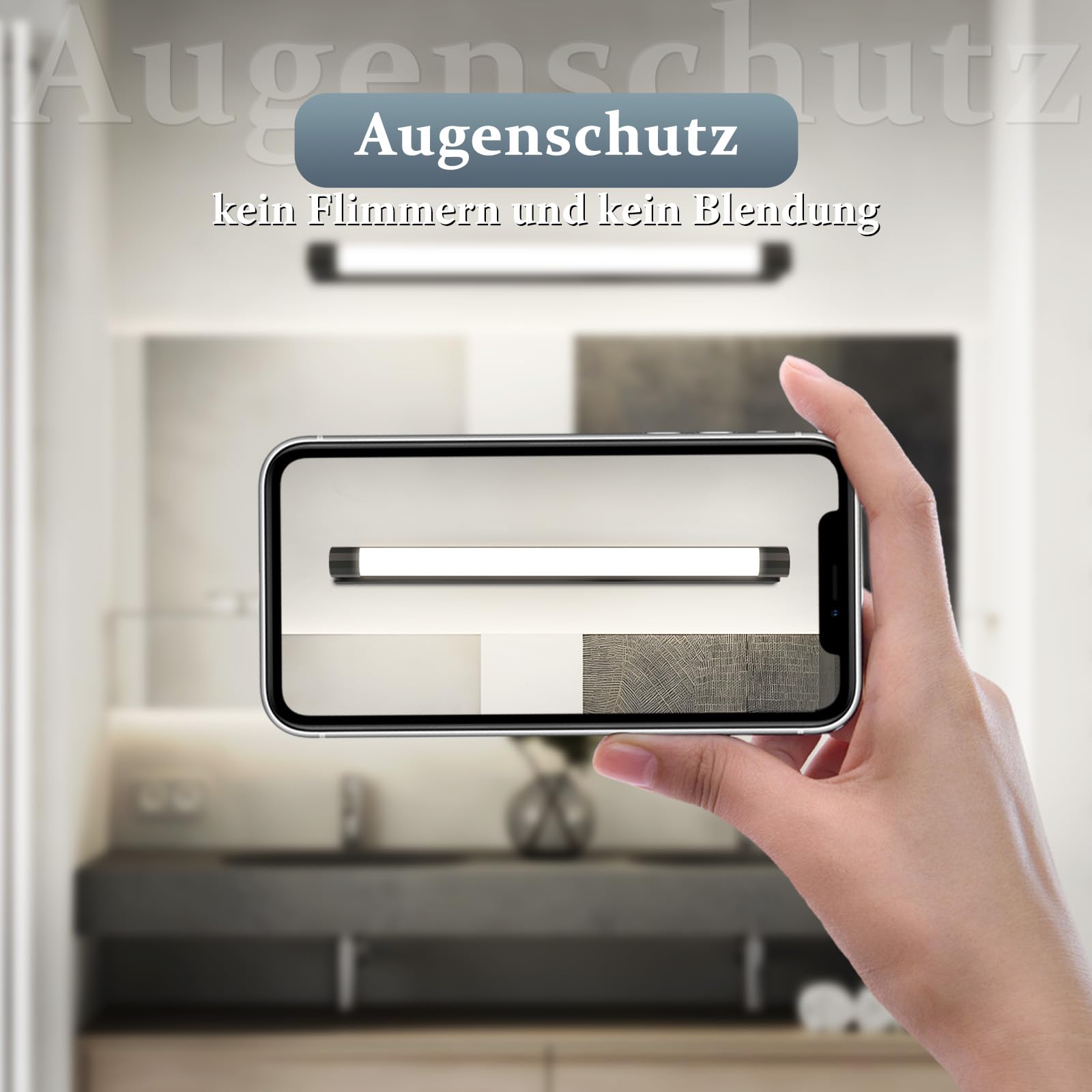 Homefire Lampada a LED per specchio da bagno 50cm 10W Lampada per | specchio da bagno Nero 4000K Impermeabile IP44 Lampe da parete moderna Applique per corridoio Soggiorno Armadio