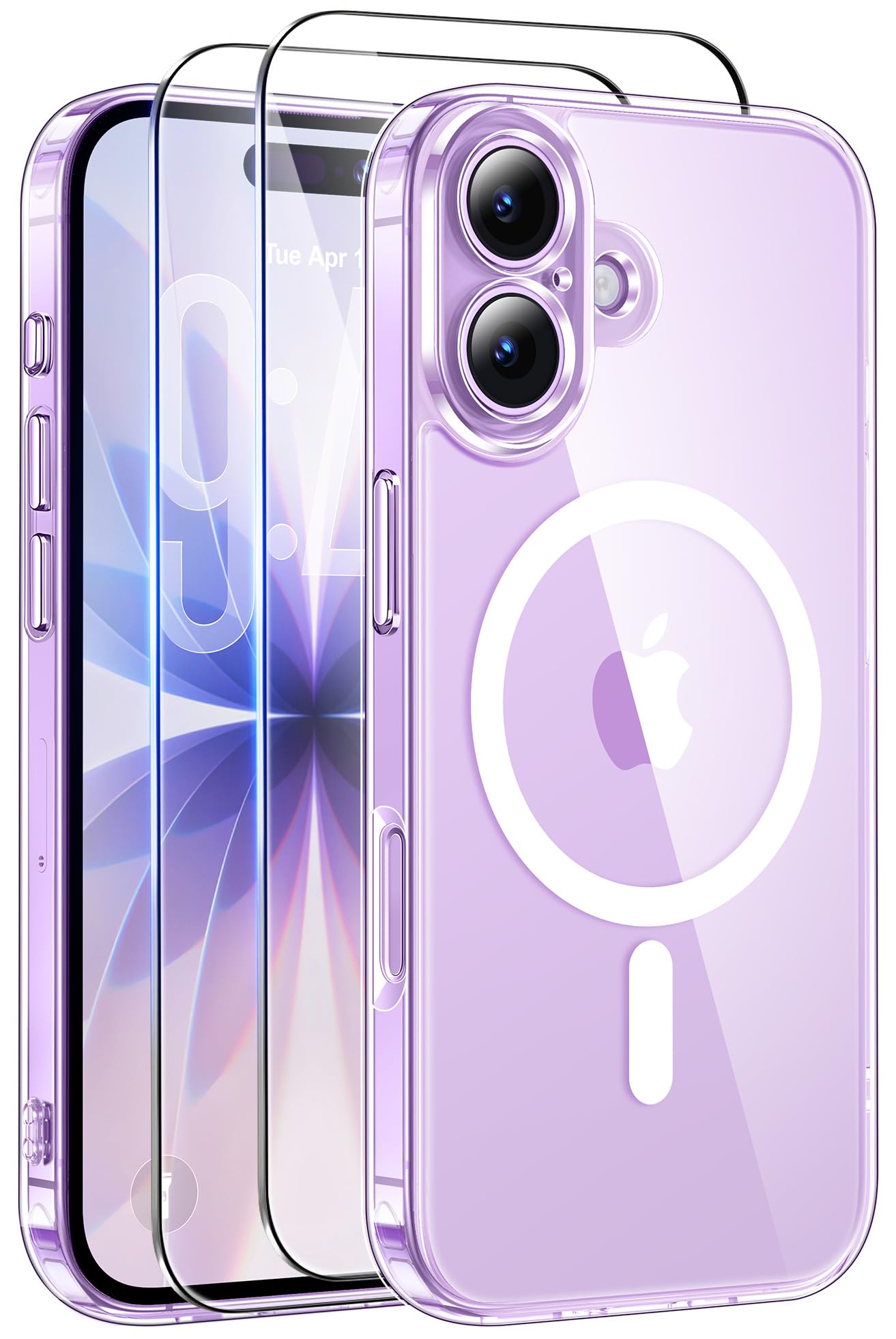 Qasyfanc Funda Magnética para iPhone 17 Compatible con MagSafe con 2 Protector Pantalla, Protección De Cámara Protectora Anti-Amarillo TPU Bumper Carcasa iPhone 17, Transparent