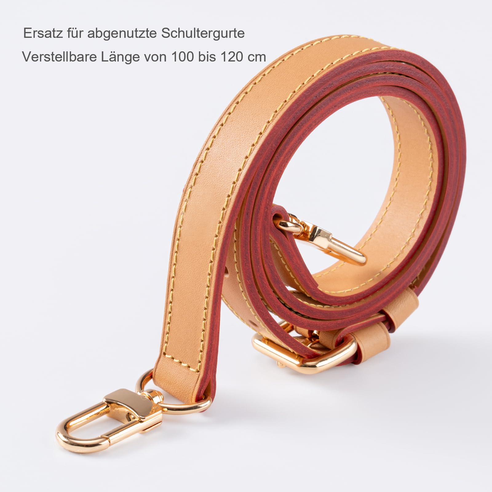 BERRY & SNOWY Vachetta-Leder-Umhängetaschengurt für Pochette Metis, Speedy 30, Breite 2 cm, Verstellbarer Schultergurt-Ersatz (Bienenwachs)