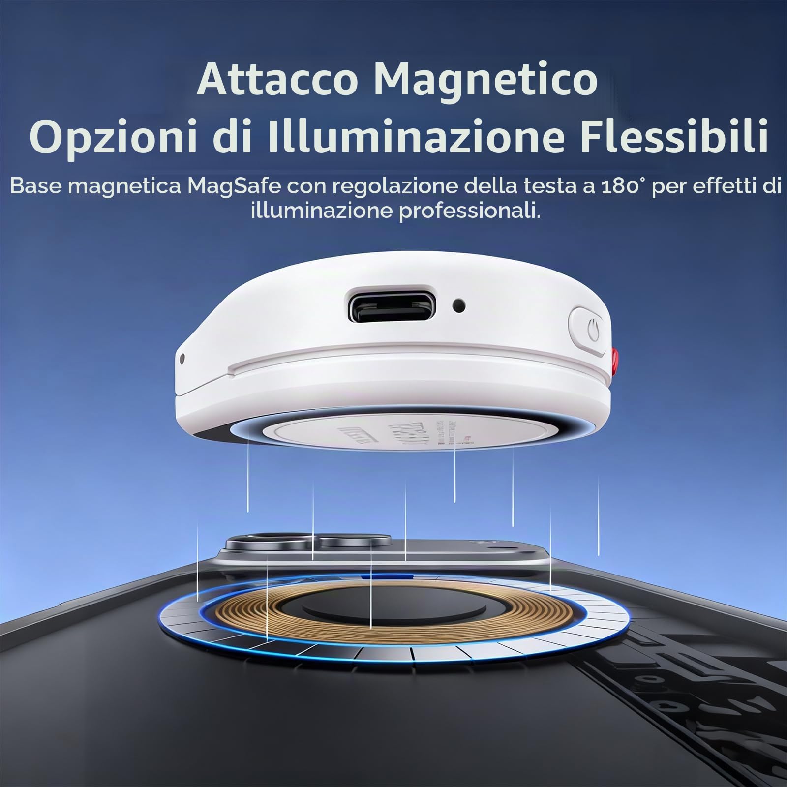 TELESIN C03 Luce Magnetica Selfie per Smartphone Compatibile Magsafe - CRI97 360° LED Anello Luce LED Specchio - Luce Smartphone Ideale per Selfie, Fotografia, Chiamate Zoom e VideoConferenza.