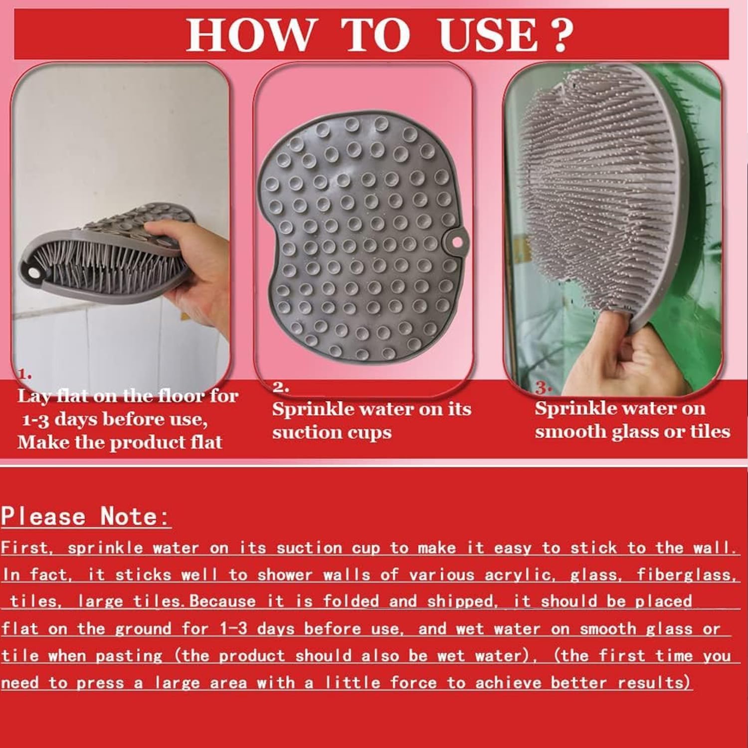 Almohadilla de lavado de baño exfoliante de espalda, limpiador de espalda de baño, ventosa montada en la pared, almohadilla de masaje exfoliante de silicona para ducha