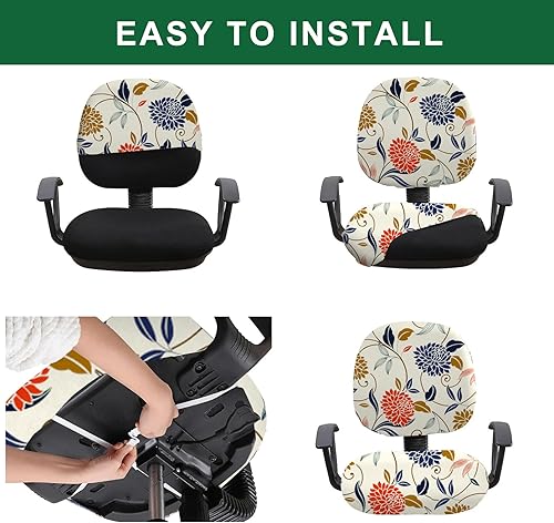 Miniatura 6 de GOSTADY Funda elástica para silla de oficina, funda elástica para silla de computadora, funda giratoria universal para silla de escritorio, lavable,