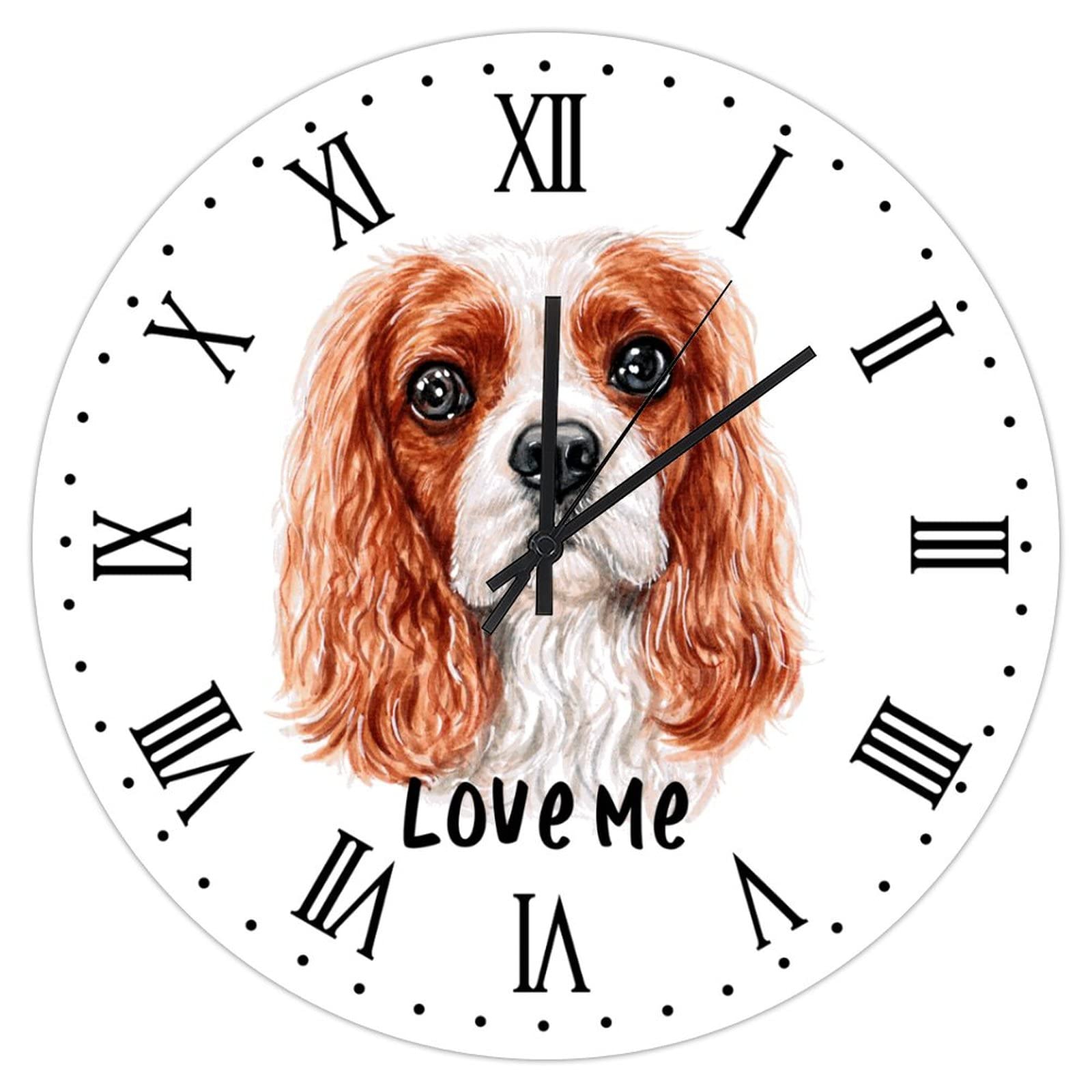 Horloge murale silencieuse cocker épagneul en bois sans tic-tac à piles