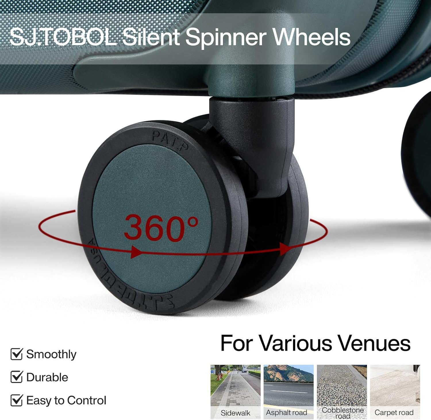 MILADA 16 Inch Underseat Carry On Luggage With Wheels Underseat Carry On Bag Small Suitcase Personal Item Hard Shell Suitcases Mini TSA Approved Carry On Luggage, Blackish Green - Image 4