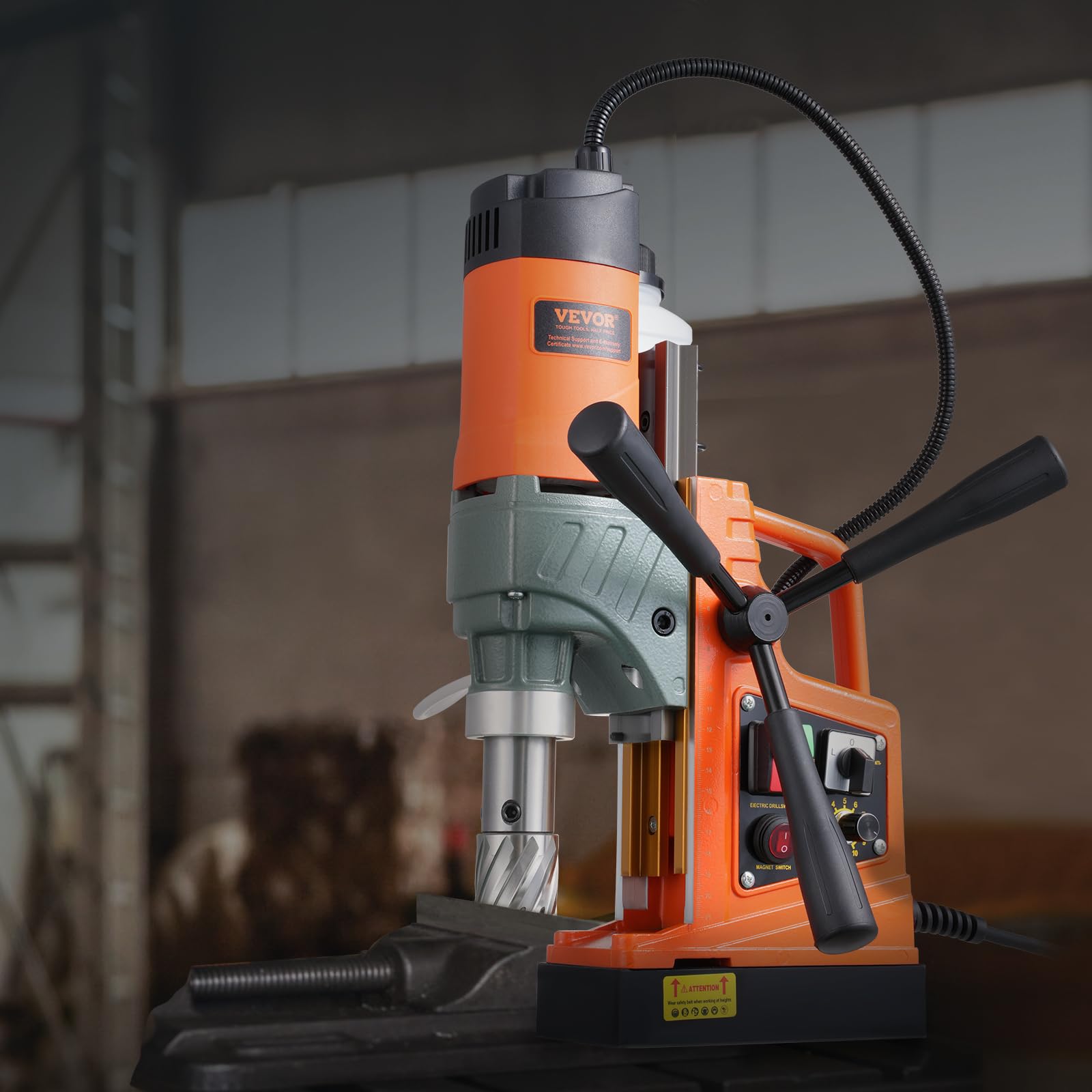 VEVOR Taladro Magnético, Taladro Prensa Portátil 1450 W, 12500 N, 800 rpm, Máx. Diámetro del orificio (broca central) 40 mm, máx. Profundidad de perforación 50 mm, para obras de construcción